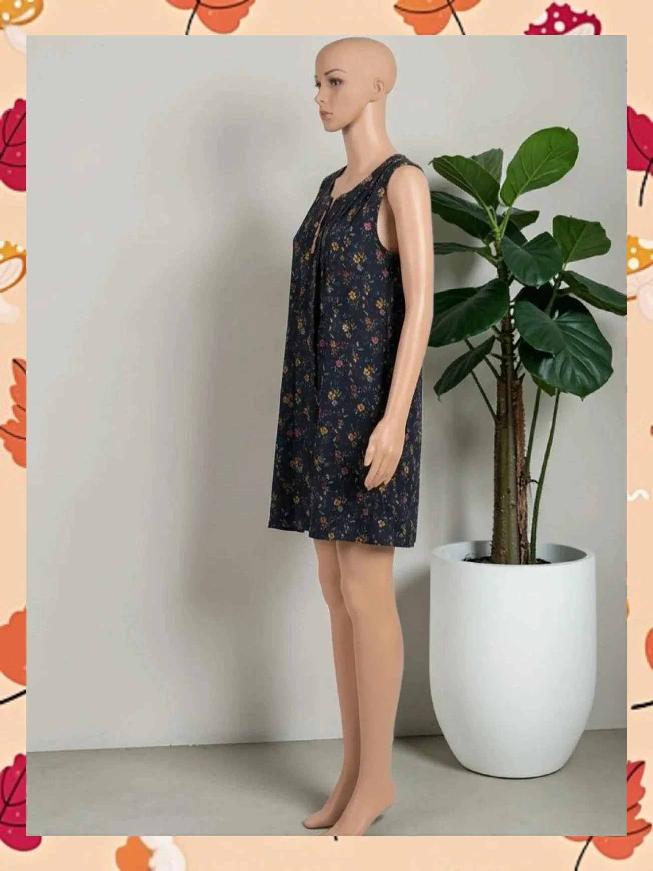 Vestido corto fluido floral con detalles de botones de madera – Fenix – taille M / 38 / 10 3