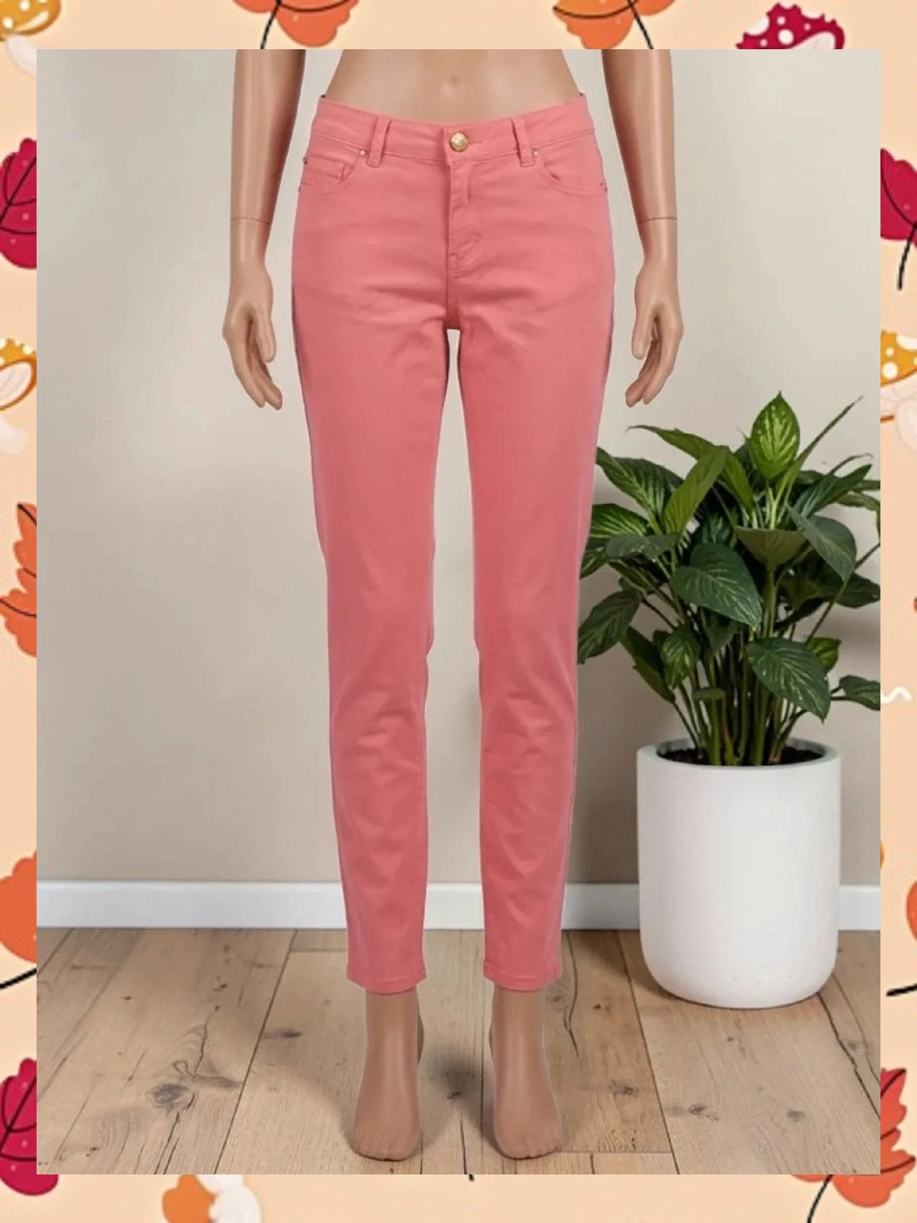 Pantalón pitillo rosa coral Massimo Dutti Talla 36 Slim/Skinny