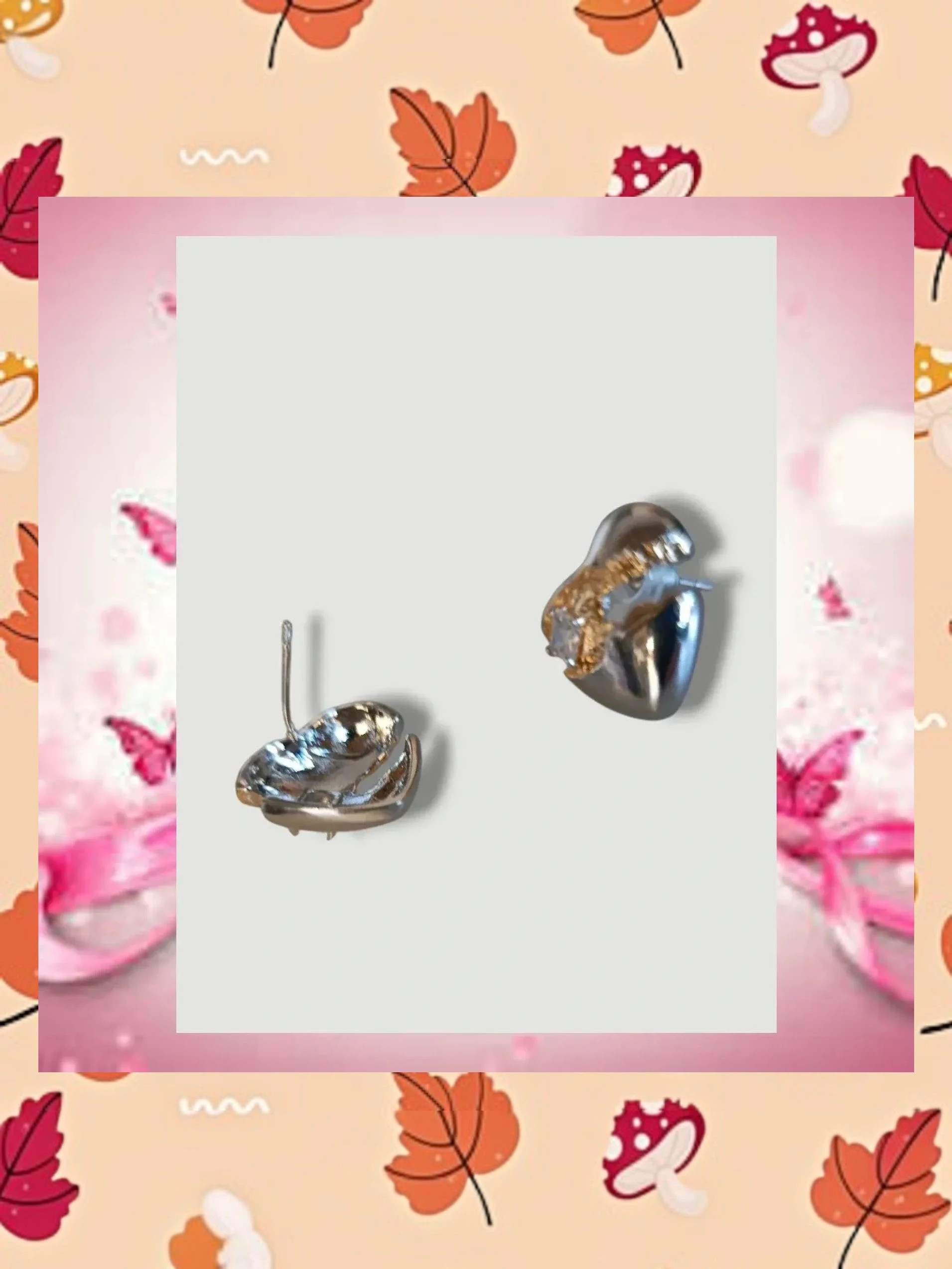 Pendientes Bicolor Diseño Corazón con Cristal 2