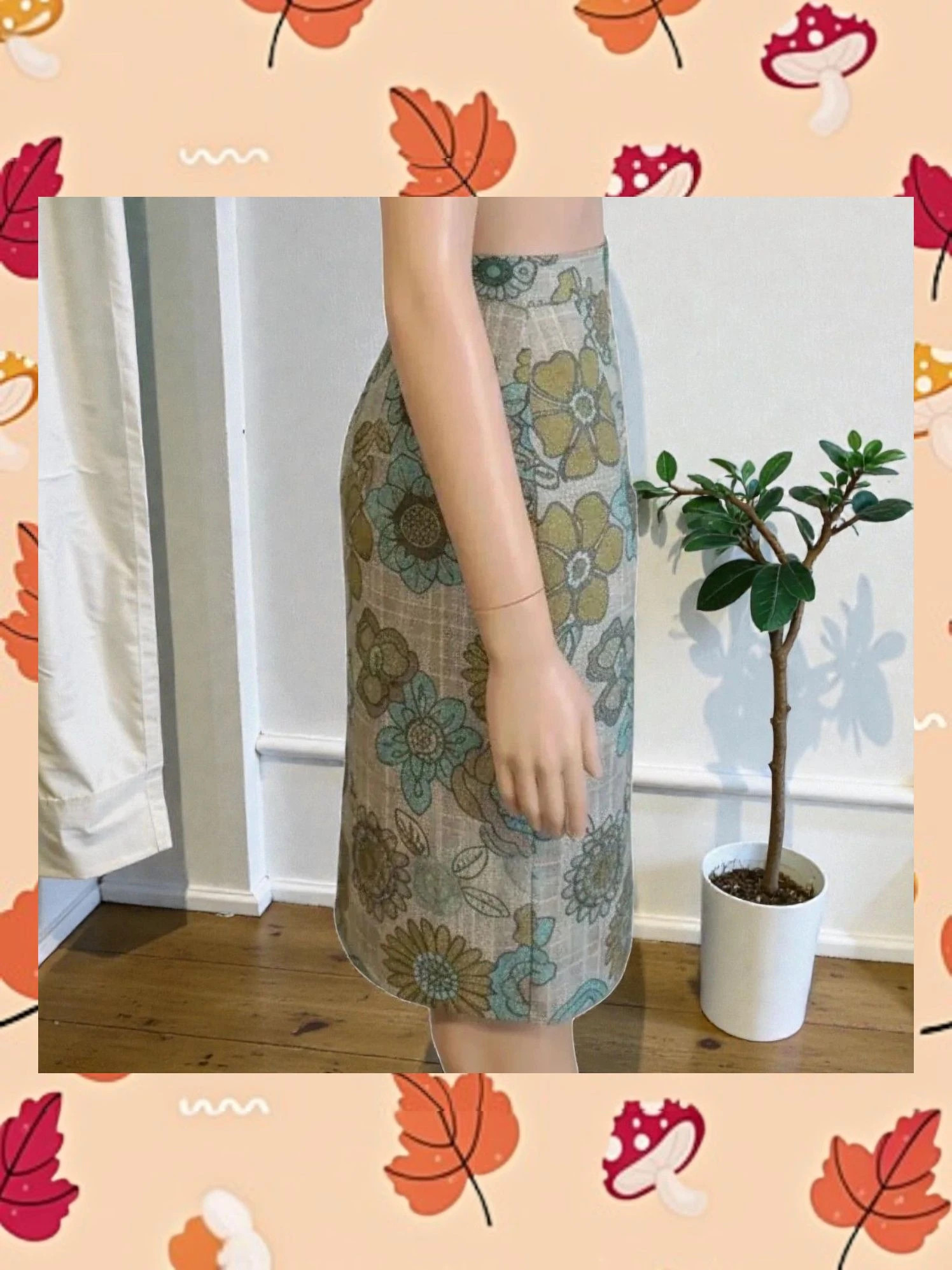 Falda Midi Floral Retro 🌼 Talla 44 | Hecha a Medida – taille XXL / 44 / 16 2