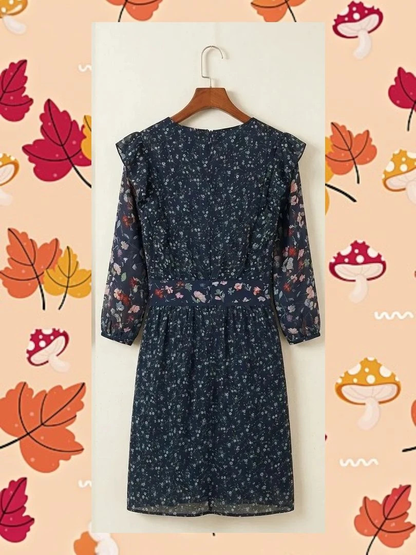 Vestido Floral Navy con Volantes - Fórmula Joven Talla 40 – Fórmula Joven – taille L / 40 / 12 2