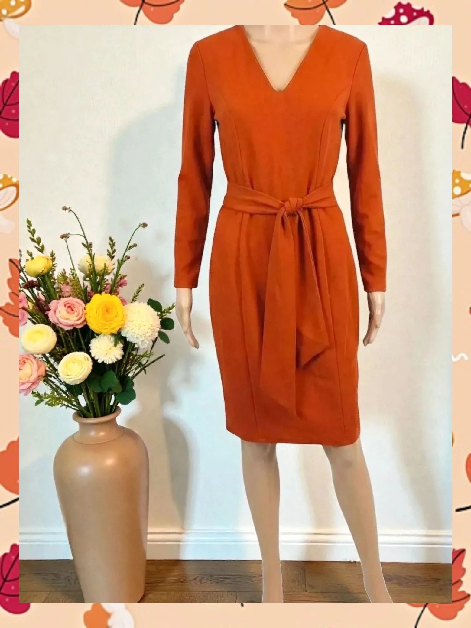 Vestido Midi Estilo Retro Topvintage Talla M - Color Terracota