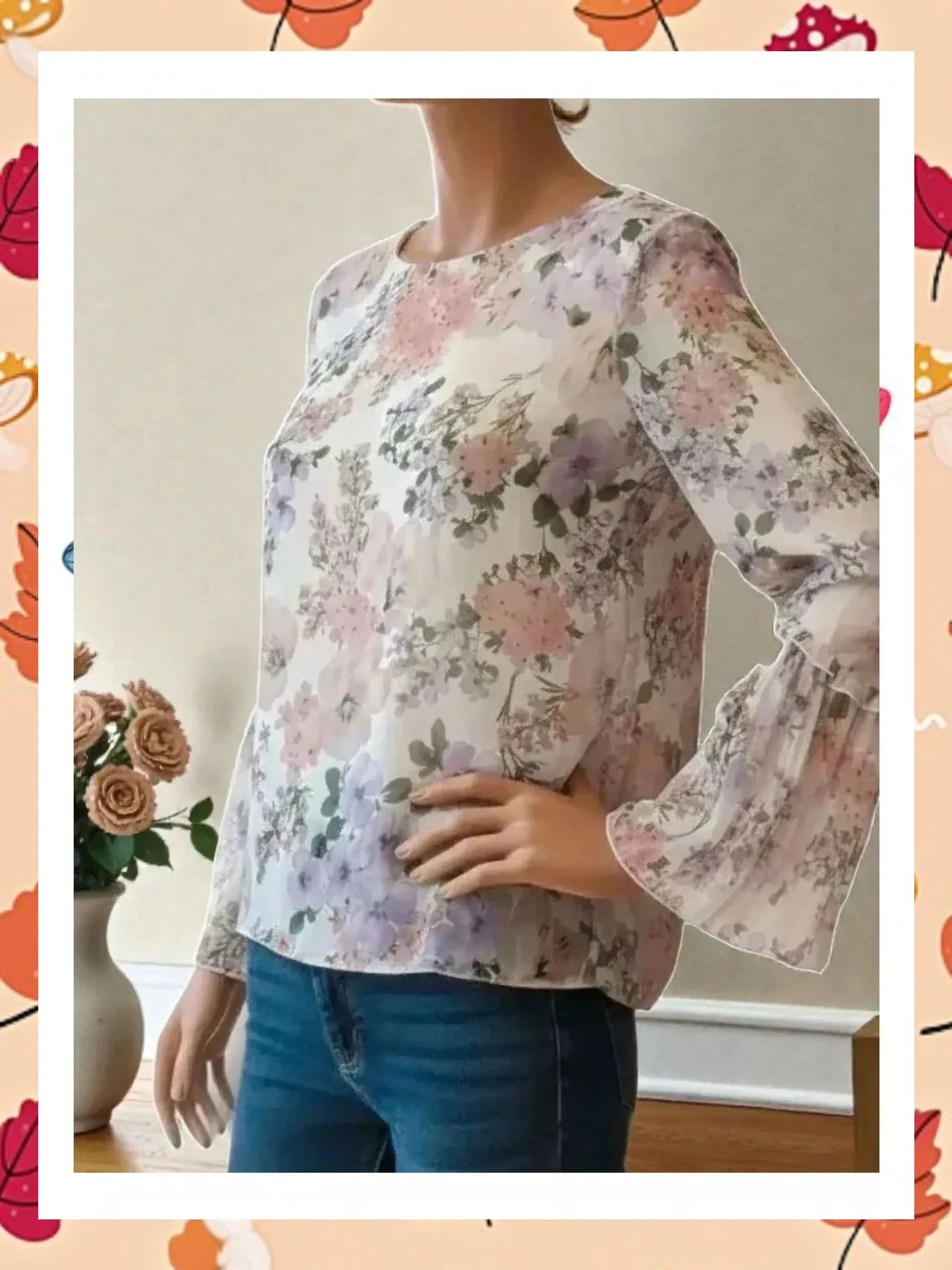 Blusa Massimo Dutti Floral 🌸 Manga Plisada y Espalda Especial