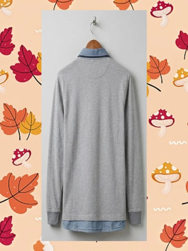 Polo Tommy Hilfiger L | Vintage Fit | Gris Manga Larga Capas – Tommy Hilfiger – taille L 2