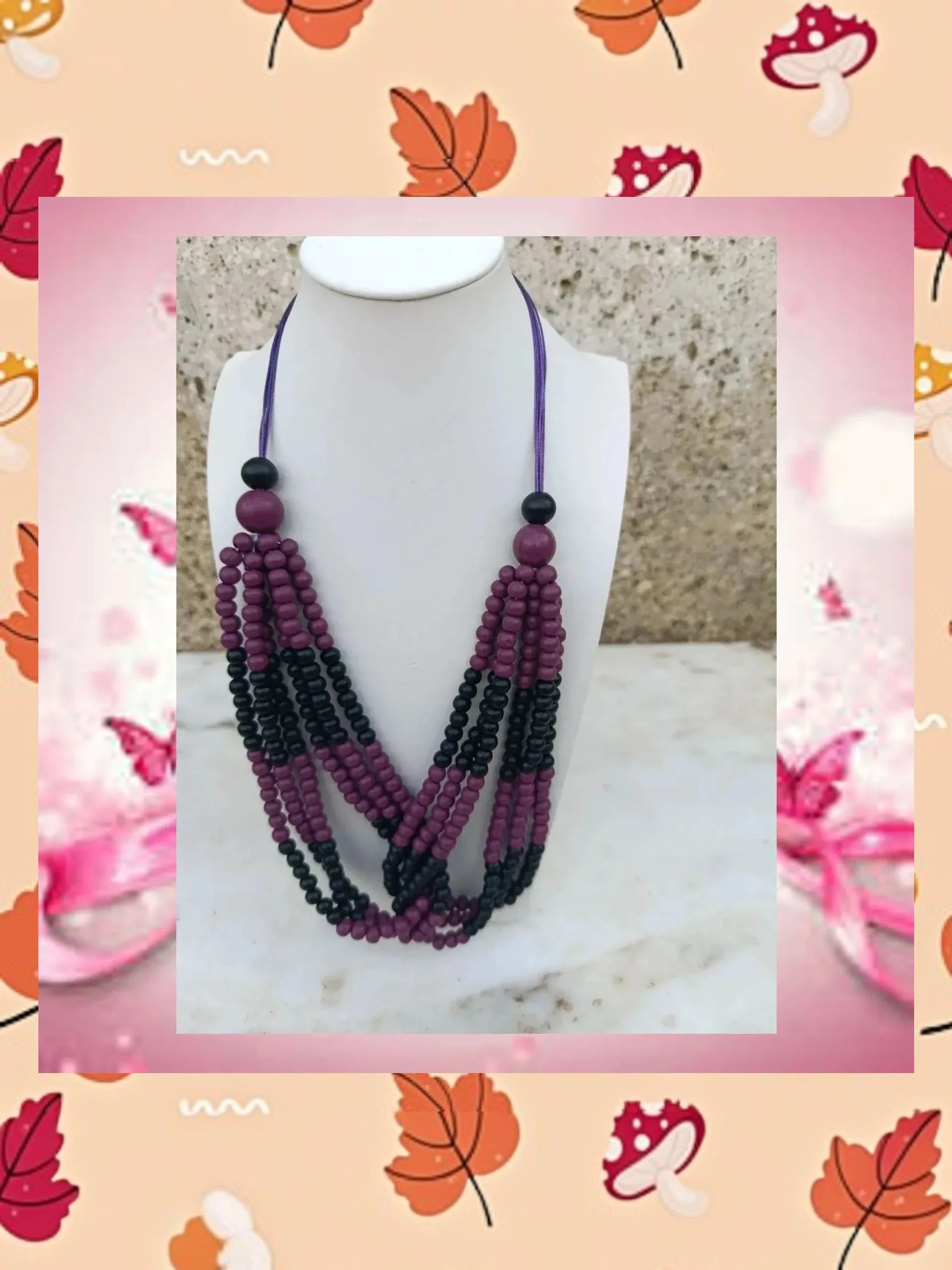 Maxi Collar Boho de Madera 💜🖤 Nuevo a Estrenar – No Label 2