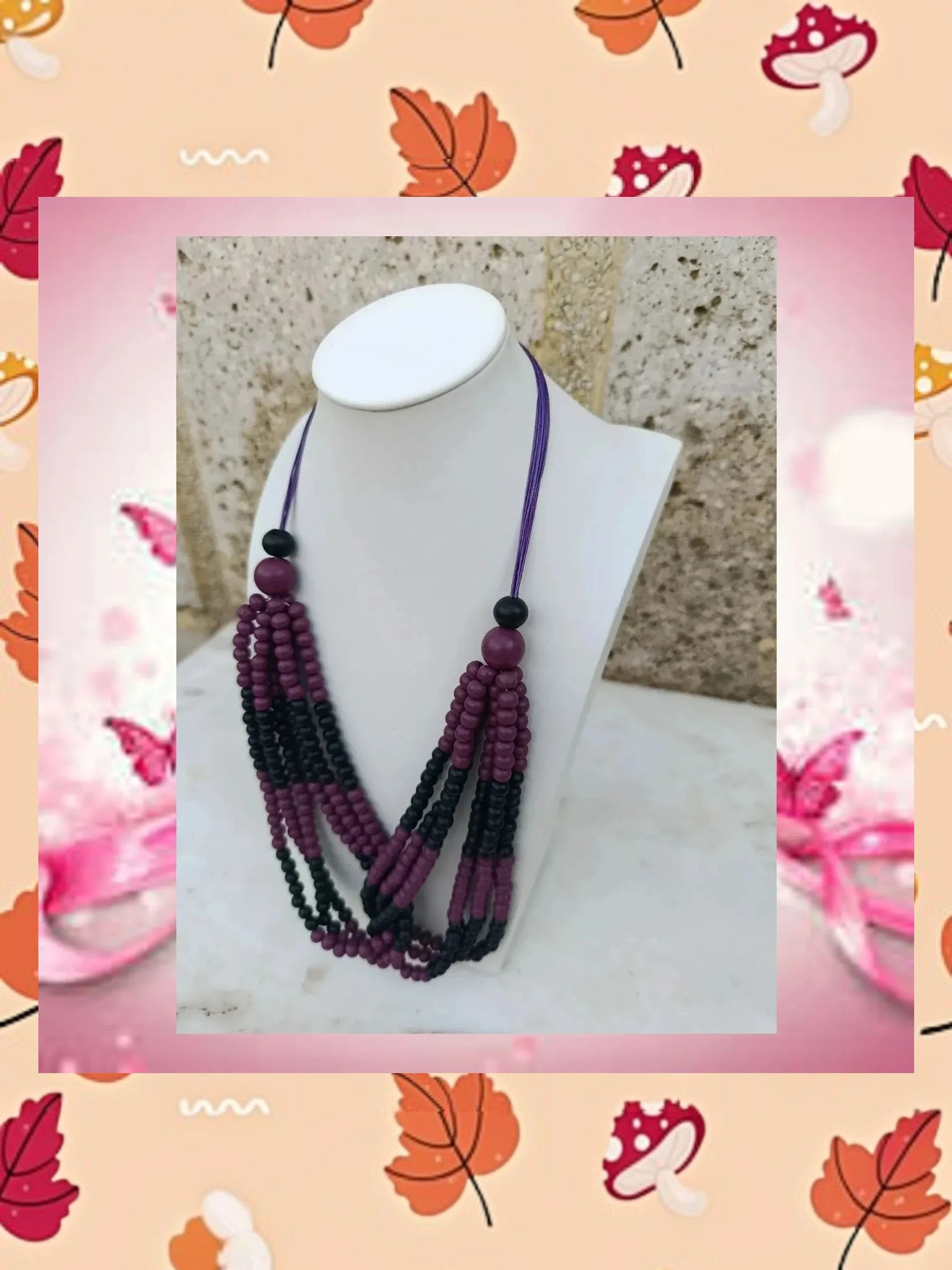 Maxi Collar Boho de Madera 💜🖤 Nuevo a Estrenar – No Label 3