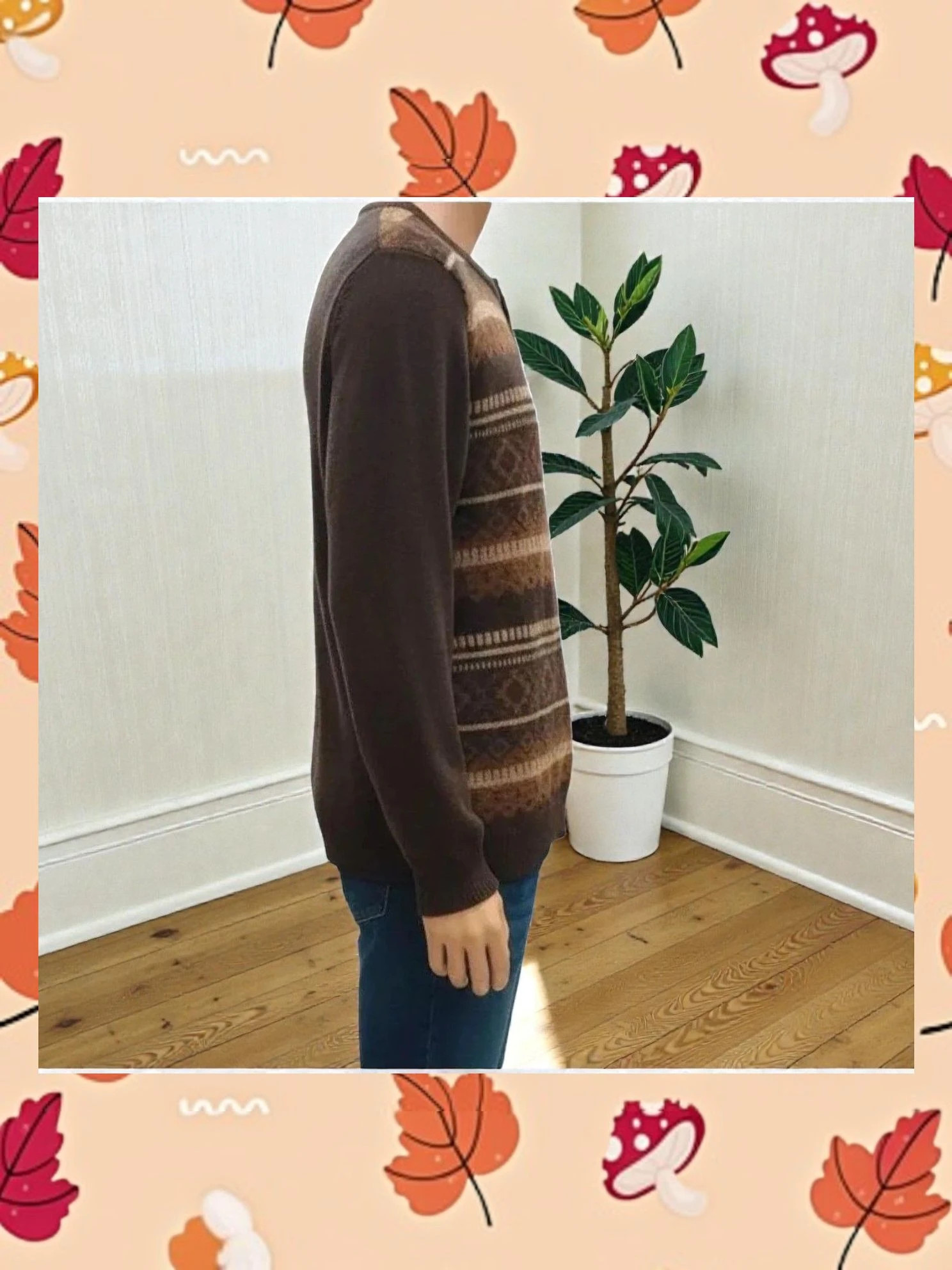 Suéter Jersey Lana Kalortex XL Marrón Estampado Nórdico Fair Isle – kalortex – taille XL 2