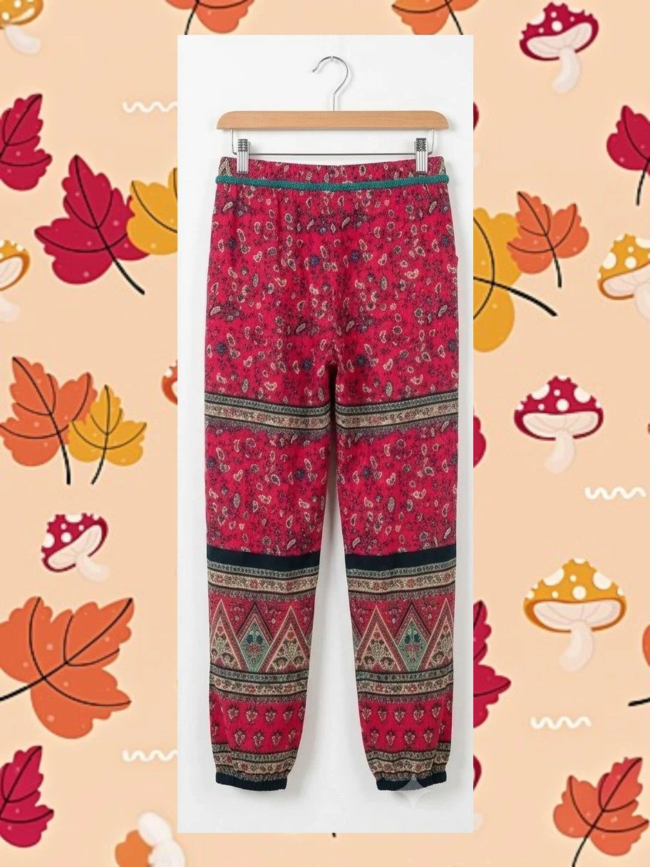 Pantalón Boho-Chic Flamenco - Talla M - Estampado Étnico Premium – Flamenco – taille M / 38 / 10