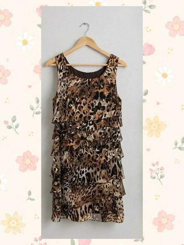Vestido Corto a Capas con Estampado de Leopardo Connected Apparel T. 12 – Connected Apparel – taille M / 38 / 10