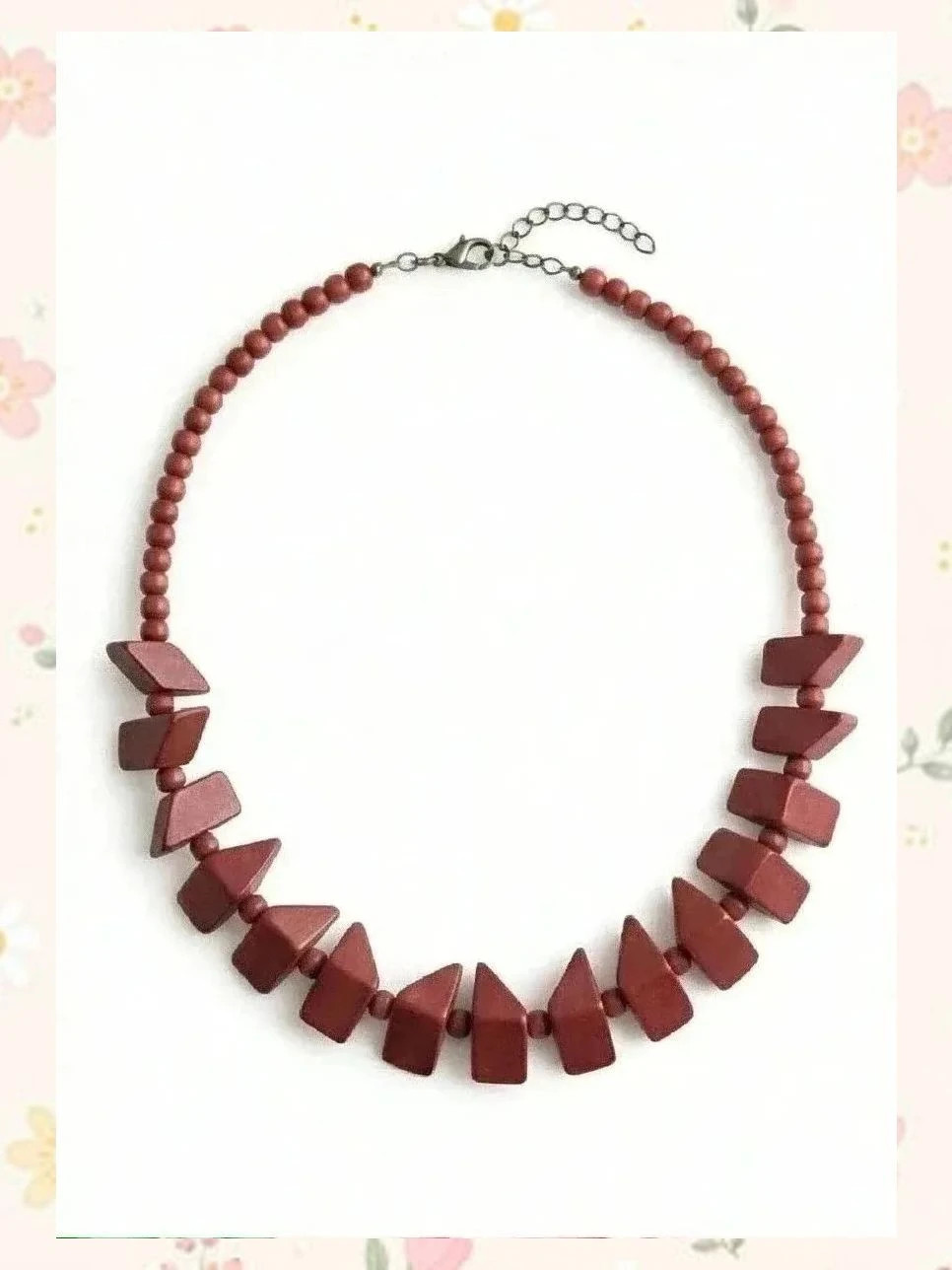 Collar de Madera Geométrico Nuevo - Tono Terracota 2