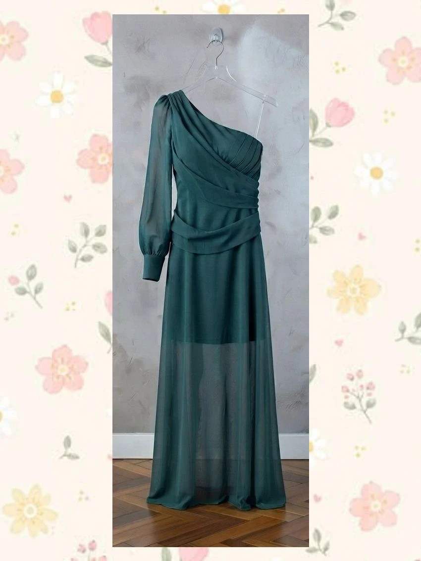 Vestido Gala Boutique Asimétrico Azul Petróleo – taille M / 38 / 10