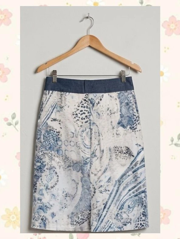 Elegante falda estampada azul y marino Barra Moda T.46 – Barra moda – taille XXXL / 46 / 18 2