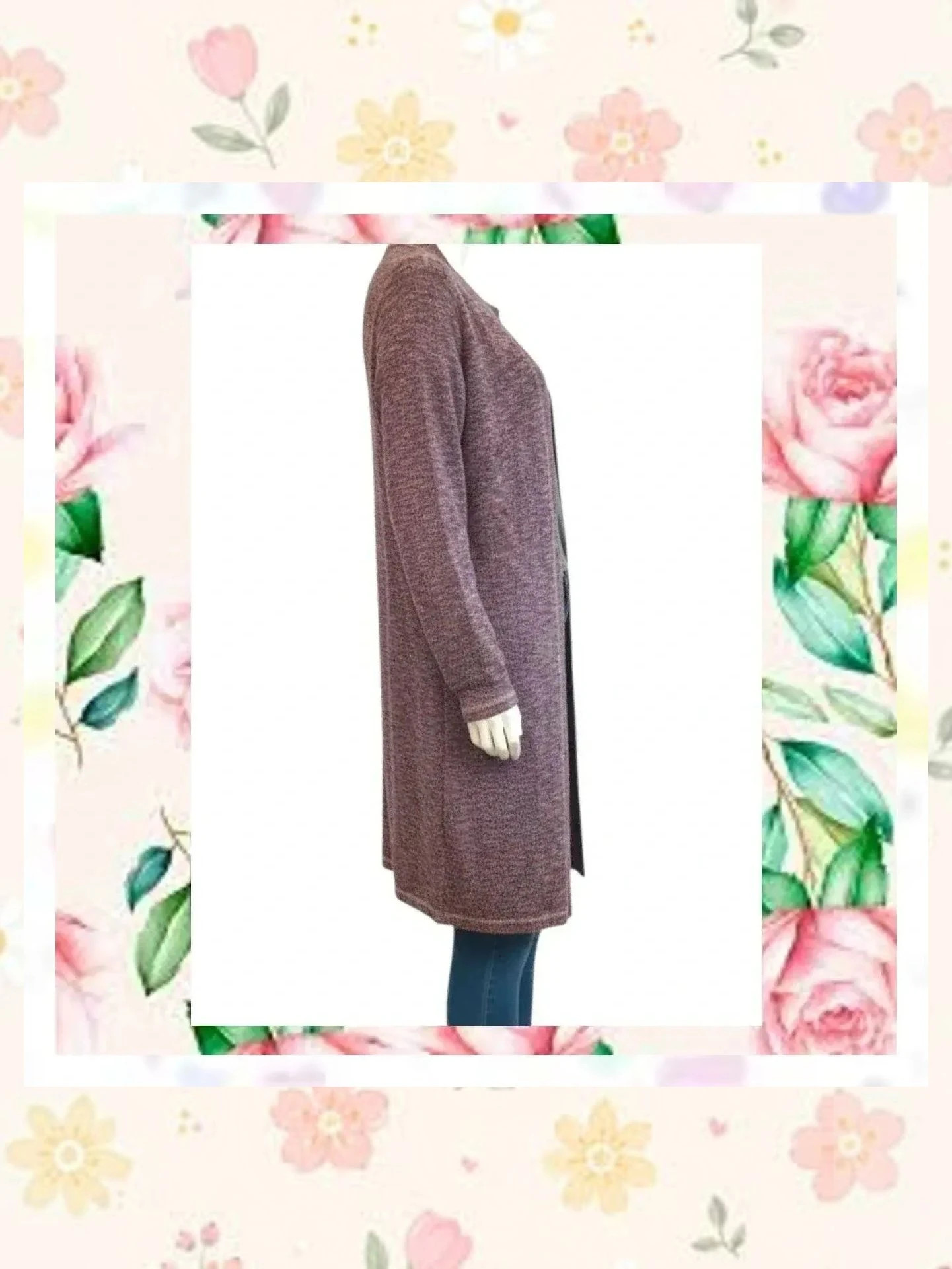Cárdigan Largo Elogy XL Punto Jaspeado Malva – Elogy – taille XL / 42 / 14 2