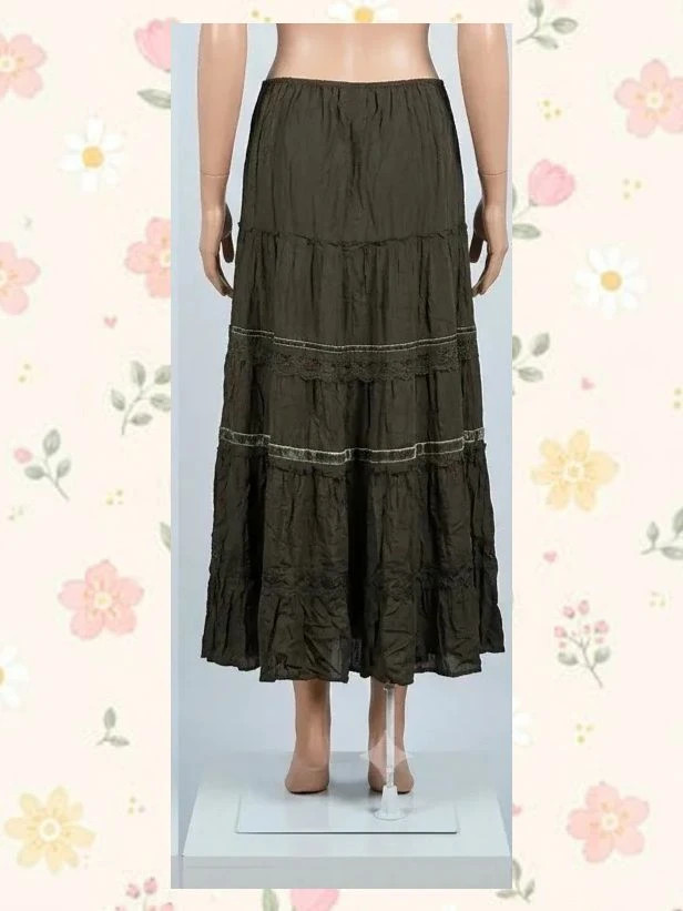 Falda midi bohemia verde oliva El Corte Inglés - Talla 48 – El Corte Inglés – taille 4XL / 48 / 20 2