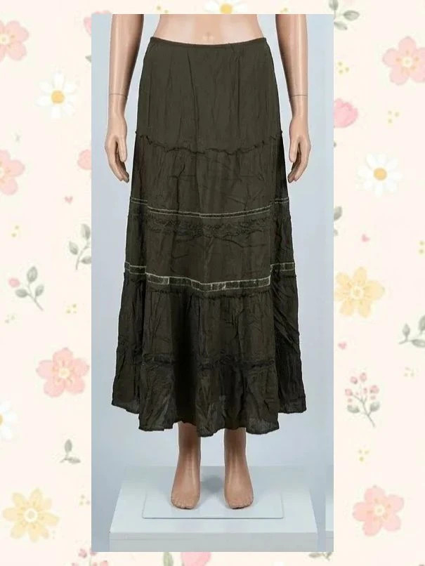 Falda midi bohemia verde oliva El Corte Inglés - Talla 48 – El Corte Inglés – taille 4XL / 48 / 20 3