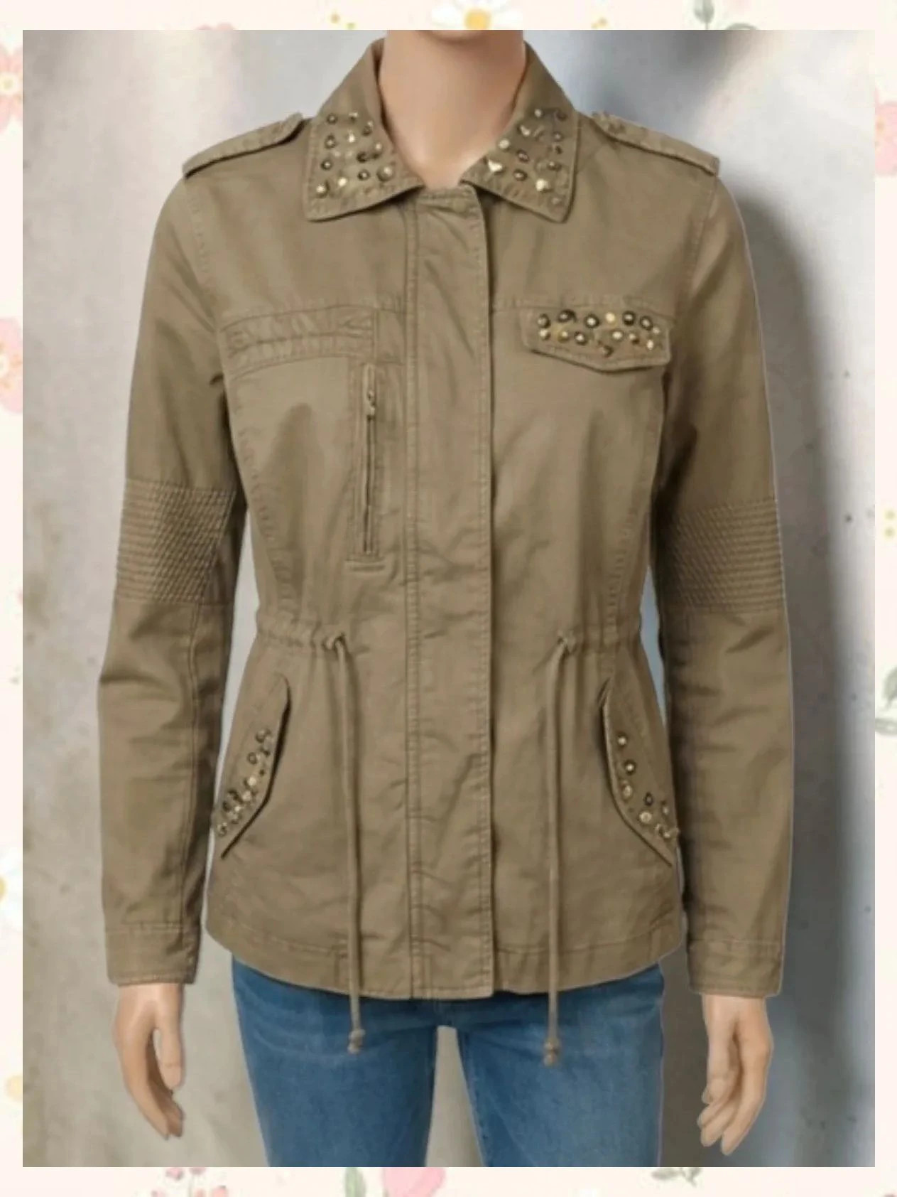 Chaqueta caqui estilo militar con tachuelas Zara T.S – Zara Trafaluc – taille S / 36 / 8 2