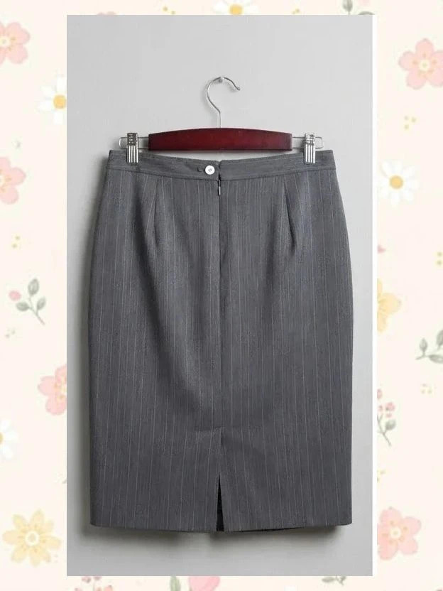 Falda midi gris rayas diplomáticas Zendra Petite T.42/ – Zendra – taille XL / 42 / 14 2