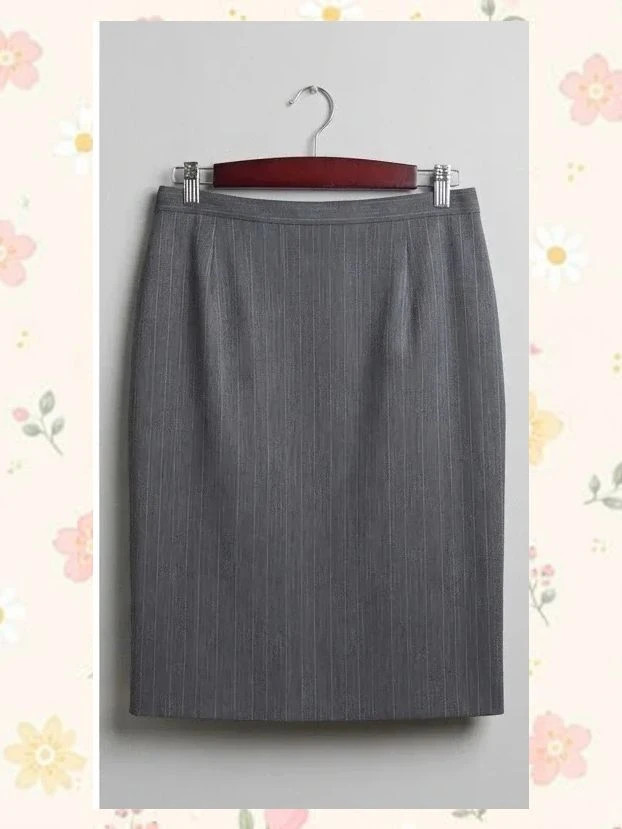 Falda midi gris rayas diplomáticas Zendra Petite T.42/