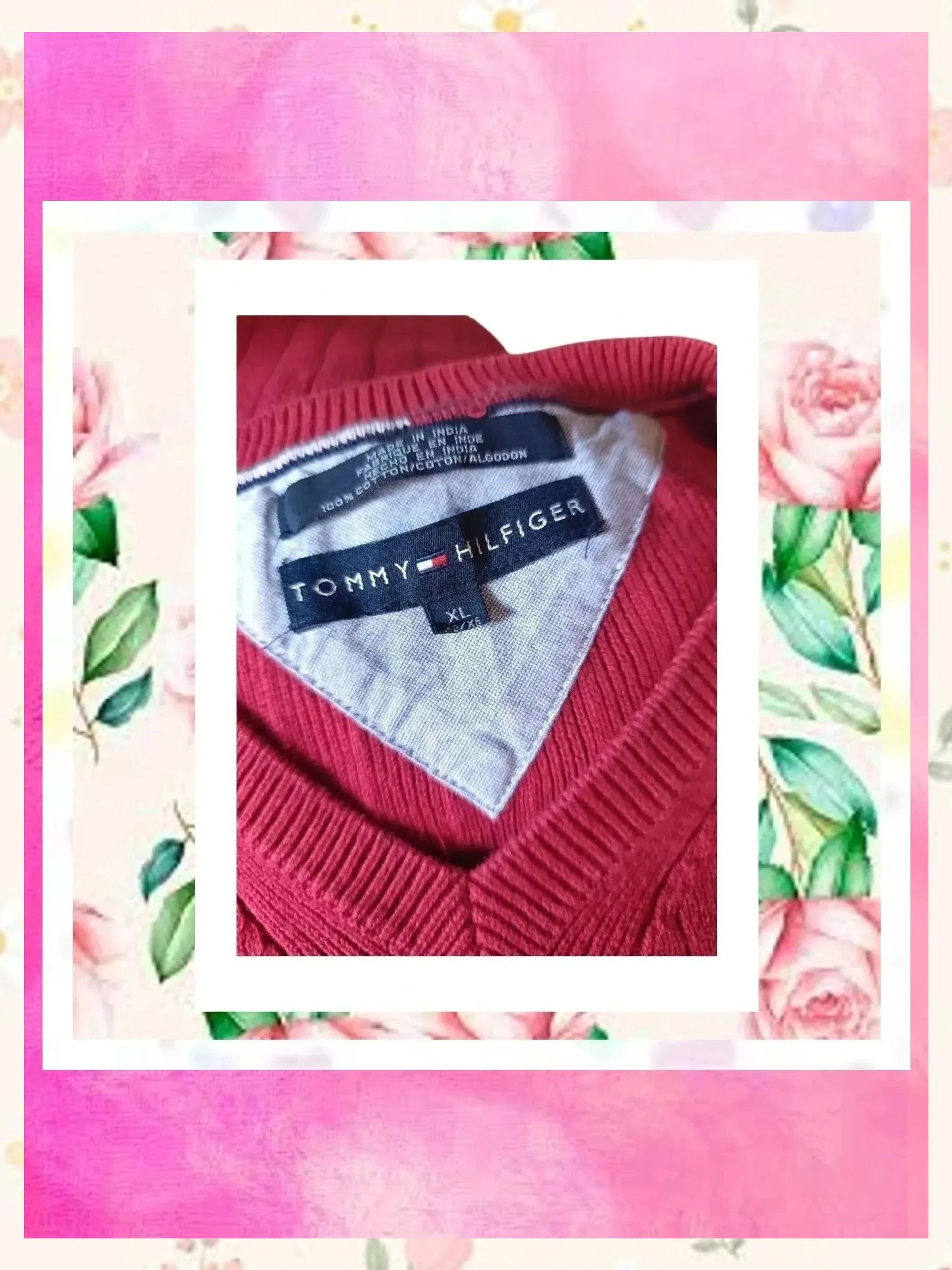 Chaleco Tommy Hilfiger Rojo de Punto XL - Impecable – Tommy Hilfiger – taille XL 4