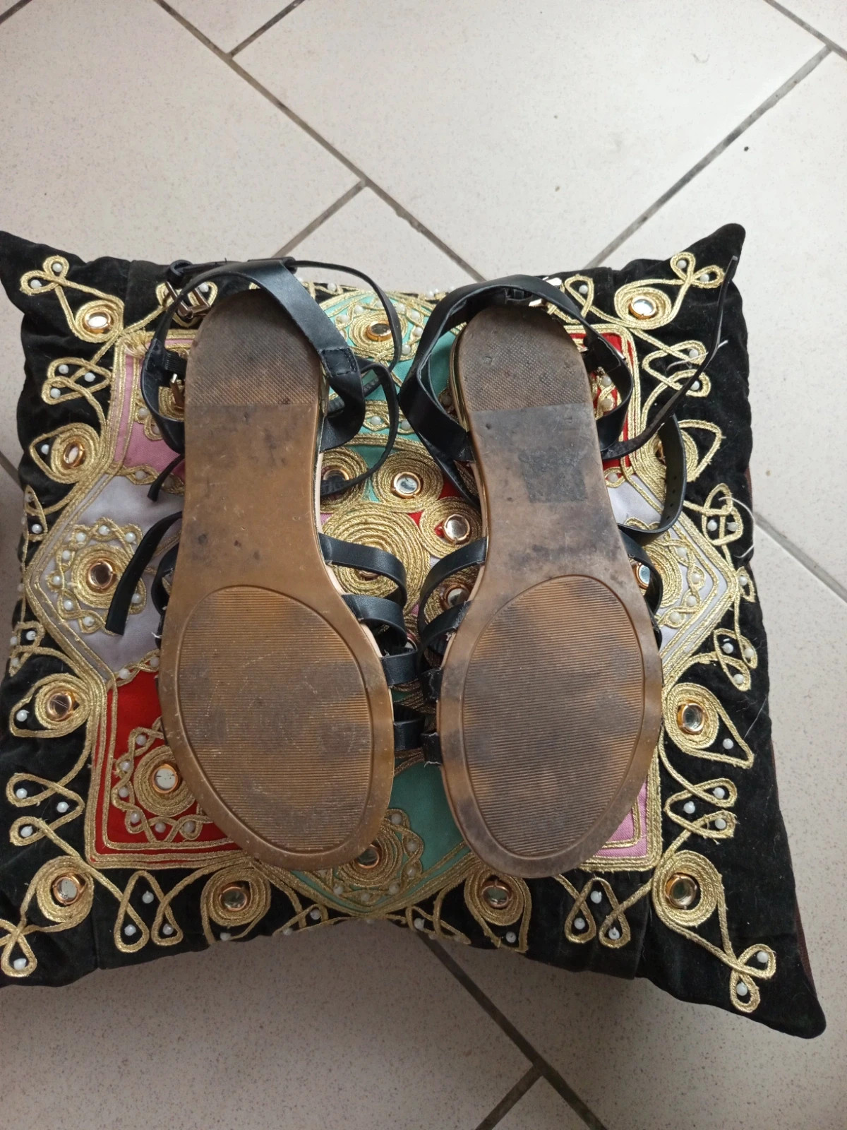 Sandales plates noires style spartiates – Tamiko – T 38 – Tamiko – taille 38 3