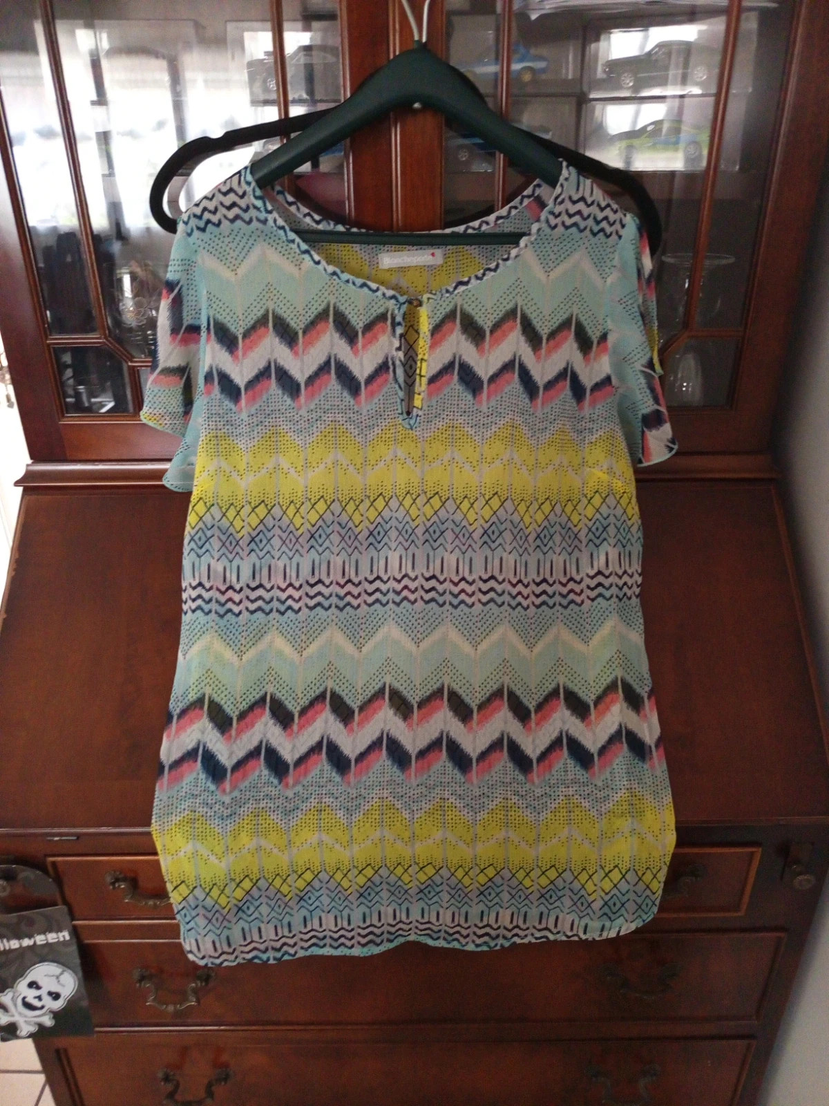 Blouse fluide imprimé géométrique Blancheporte T42 / épaules dénudées