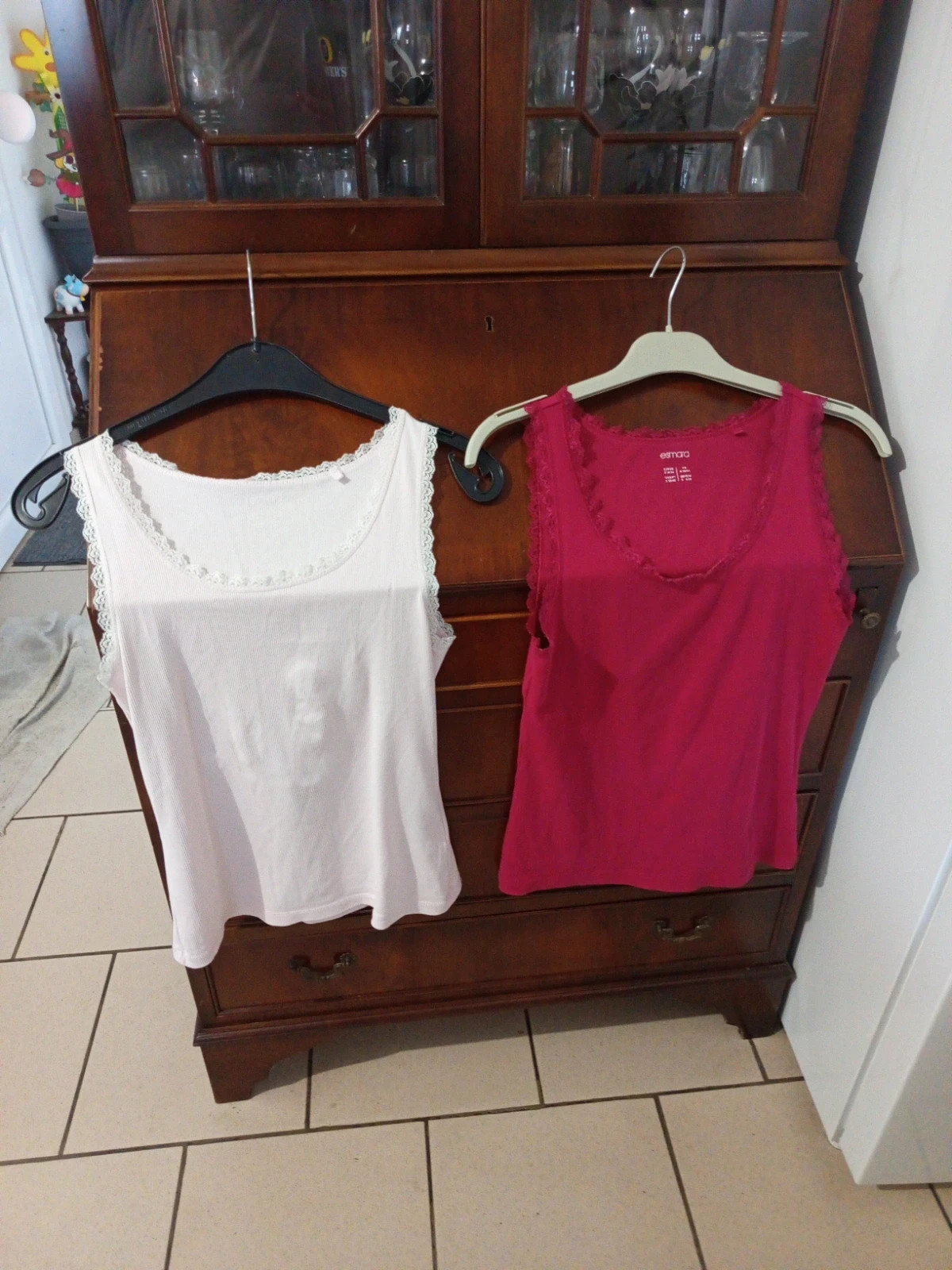 Lot de 2 débardeurs côtelés dentelle Esmara - M 38/40