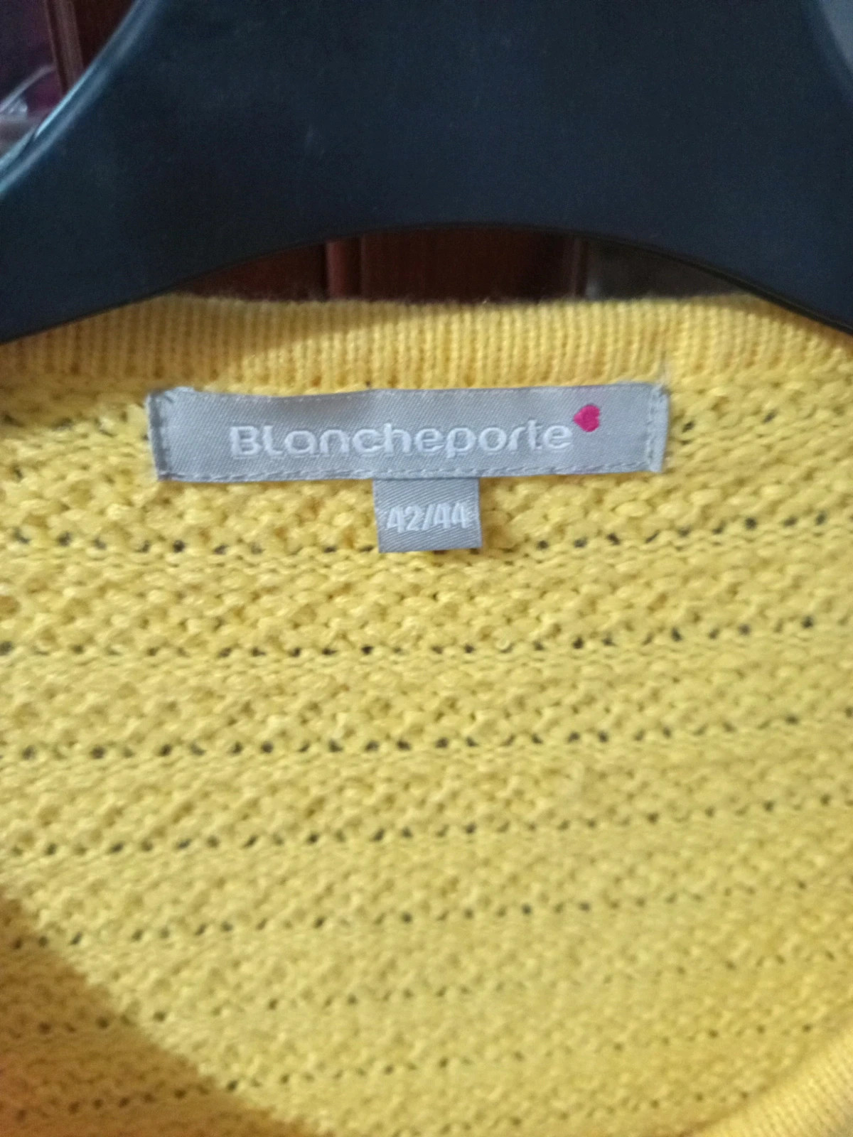 Gilet en maille fantaisie alvéolée jaune Blancheporte T42/44 – Blancheporte – taille XL / 42 / 14 2