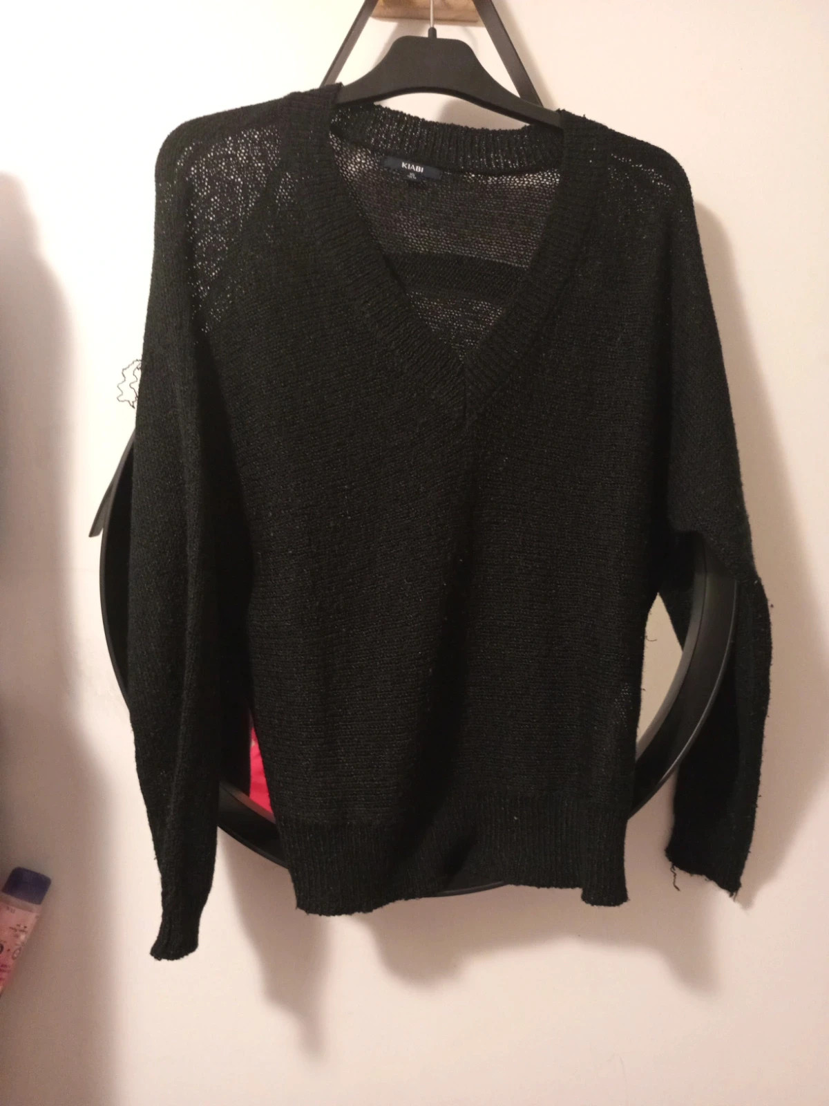 Pull noir col V Kiabi - Taille XS