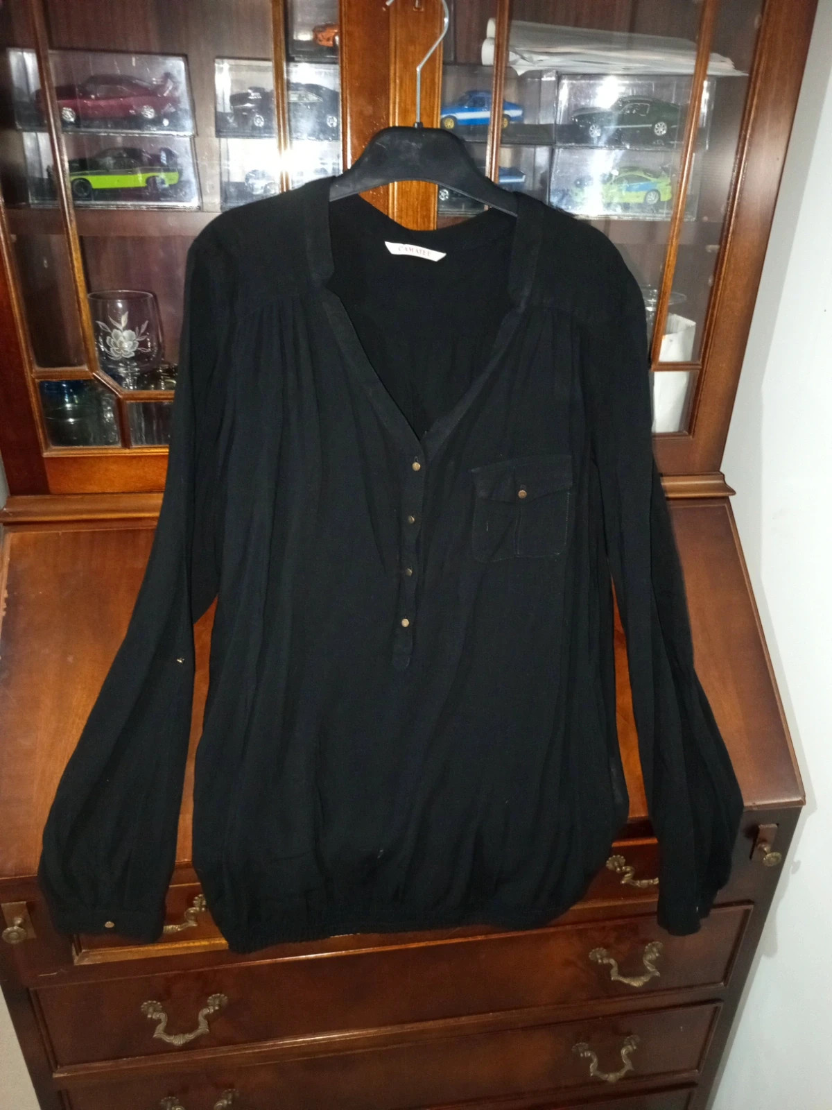 Blouse fluide noire détails dorés Camaïeu – Taille 42 (XL)