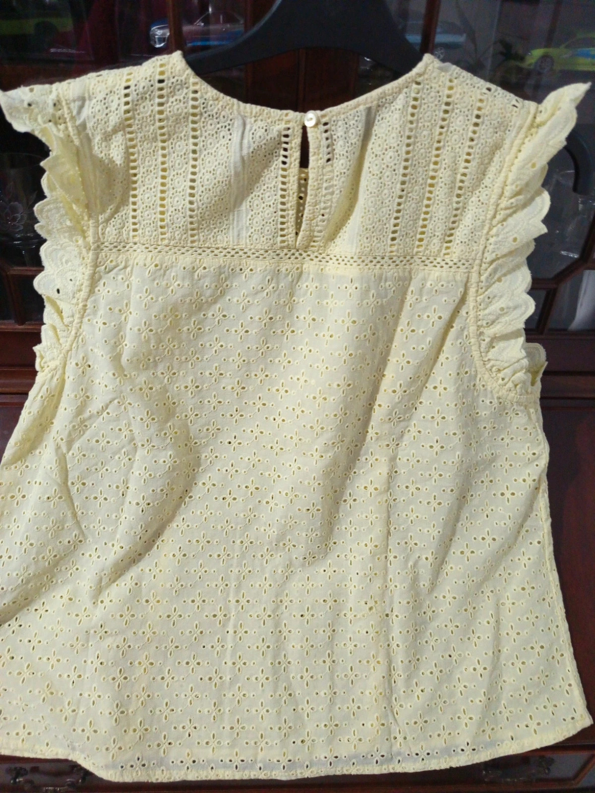 Top jaune en broderie anglaise Camaïeu – À volants – Taille L (40) – Camaïeu – taille L / 40 / 12 2