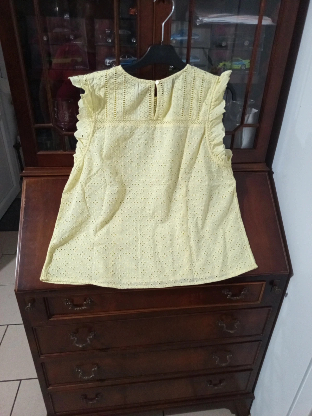 Top jaune en broderie anglaise Camaïeu – À volants – Taille L (40) – Camaïeu – taille L / 40 / 12 3