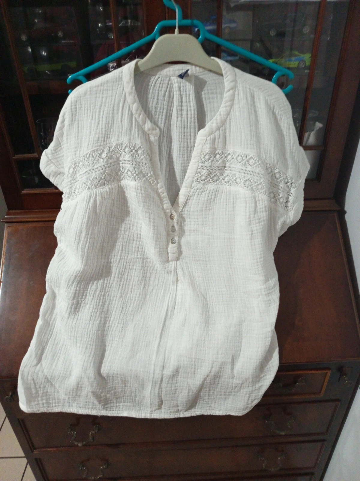 Blouse bohème en double gaze de coton blanche Kiabi – Taille S (34/36)