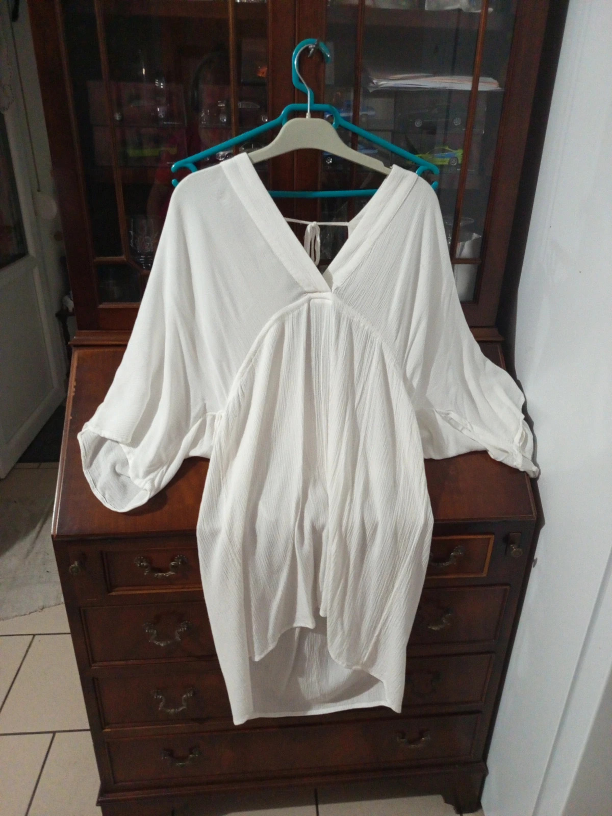 Robe courte bohème / Tunique de plage blanche Kiabi – Taille M (38/40)
