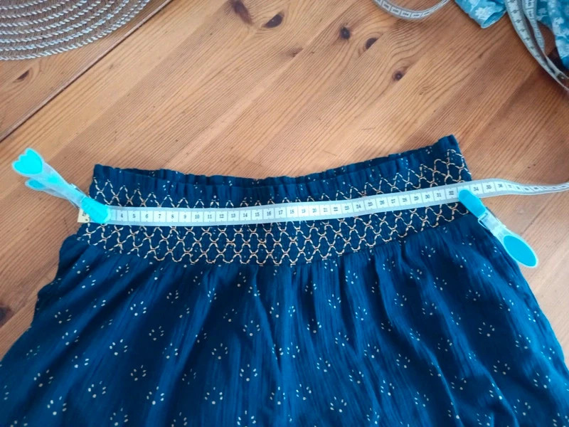 Pantalon fluide bleu marine à smocks Camaïeu – Taille S (36 – Camaïeu – taille S / 36 / 8 5