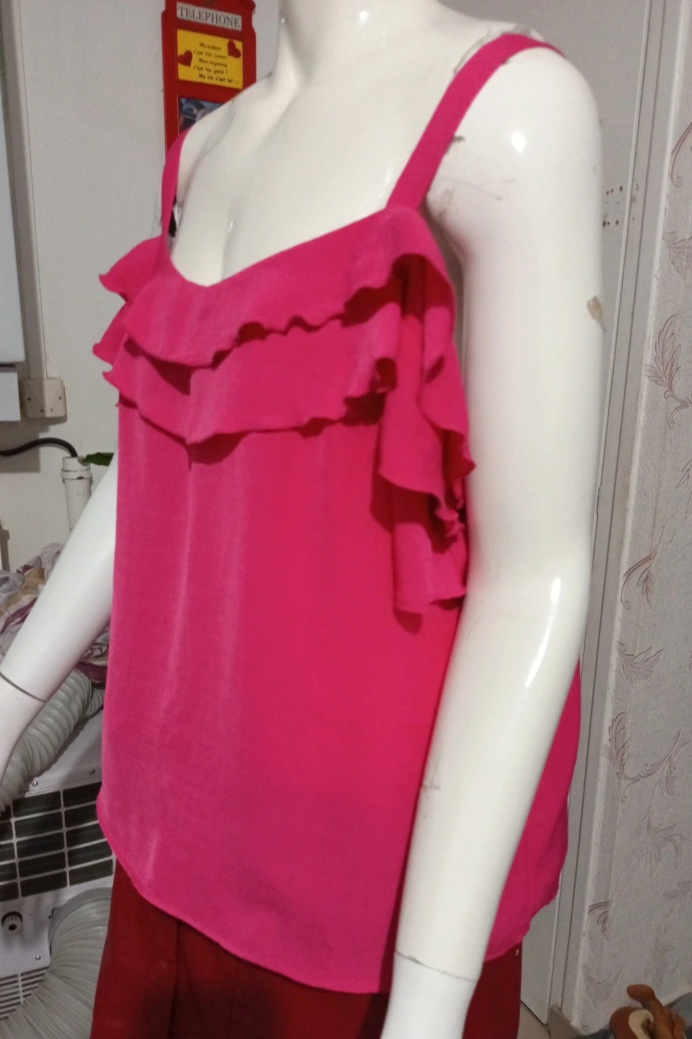 Top fluide fuchsia à volants Primark – Taille 42 (L) – Primark – taille L / 40 / 12 2
