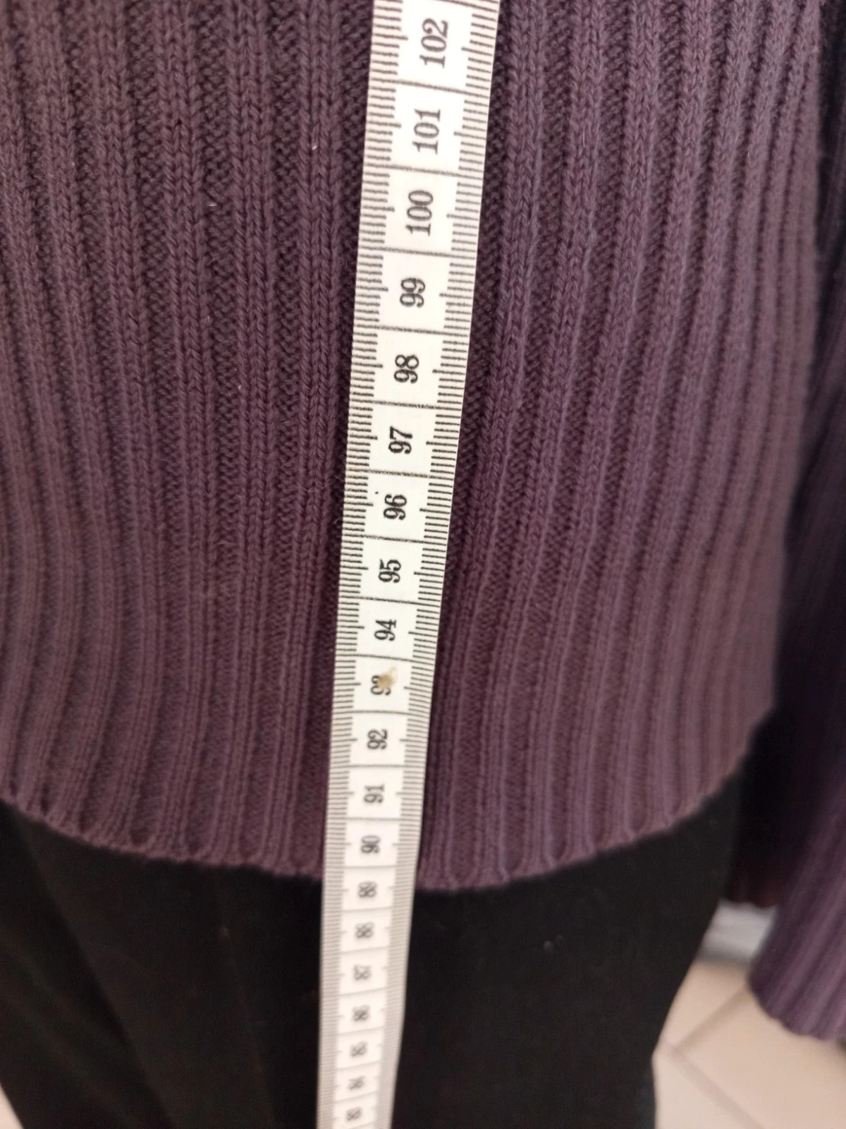 Pull col camionneur zippé vintage rayé violet et kaki - Taille36 – taille S / 36 / 8 4
