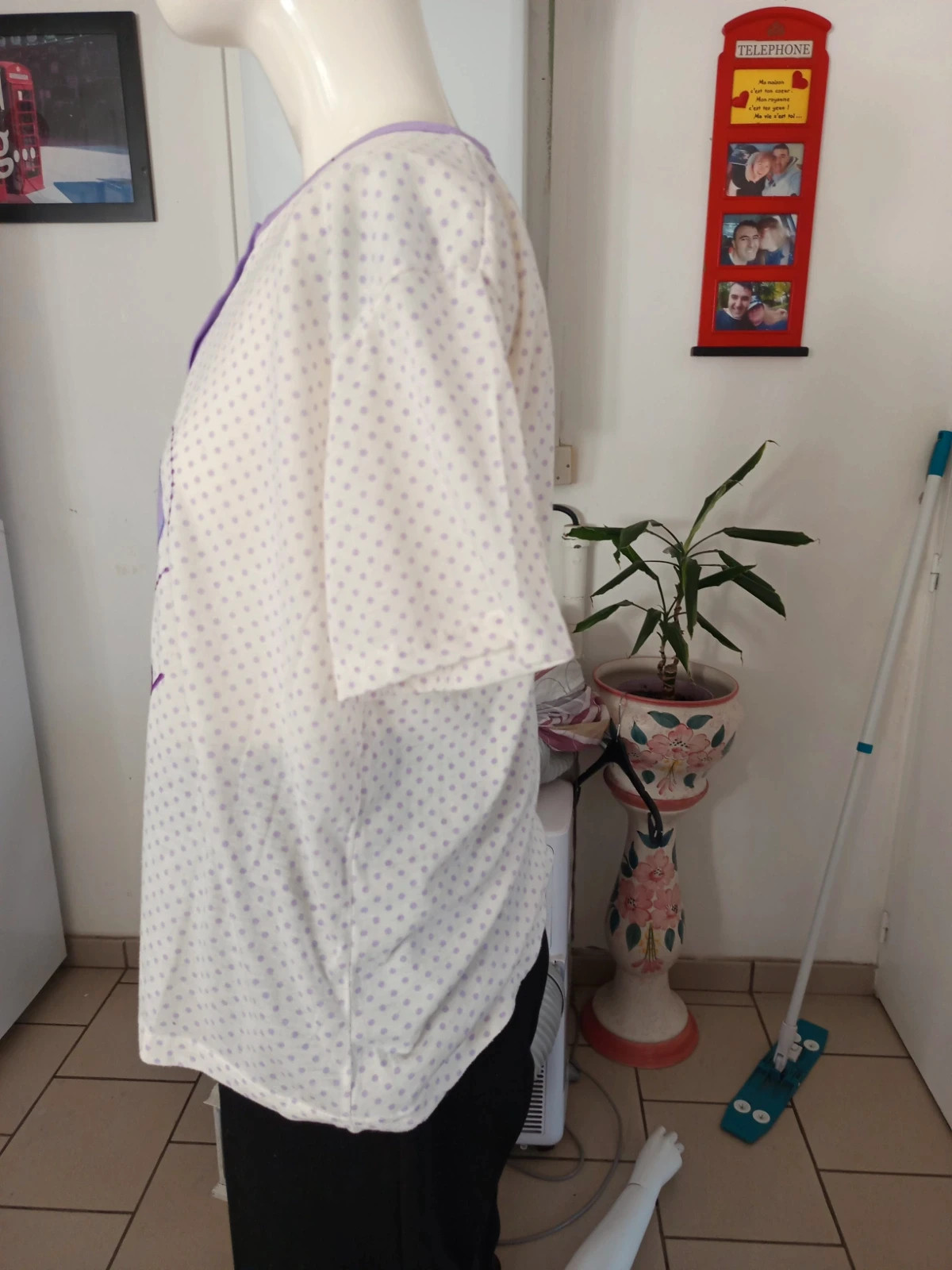 Haut de pyjama blanc à pois violets S&Y – Taille M (Bon état) – S&Y – taille M / 38 / 10 2
