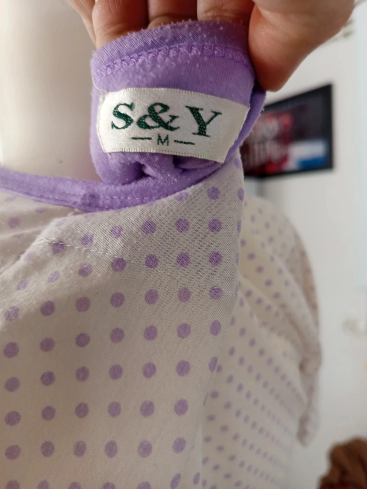 Haut de pyjama blanc à pois violets S&Y – Taille M (Bon état) – S&Y – taille M / 38 / 10 4