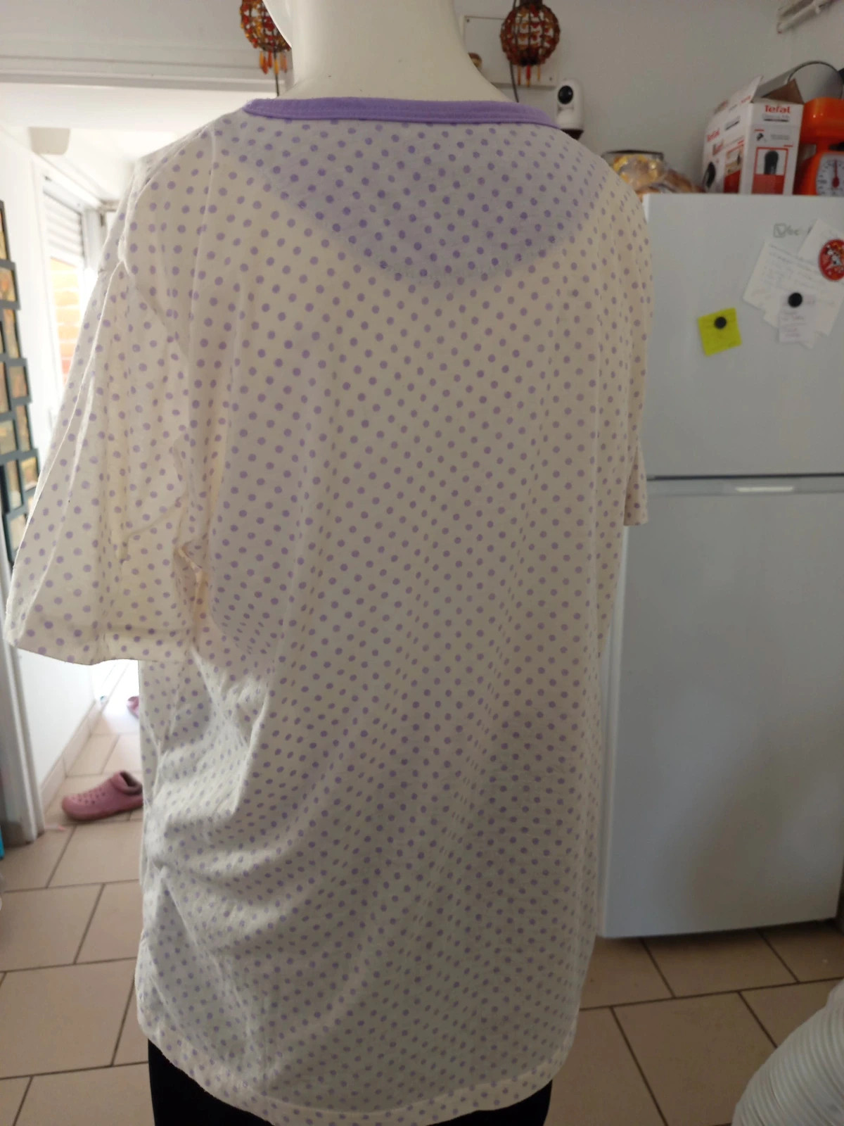 Haut de pyjama blanc à pois violets S&Y – Taille M (Bon état) – S&Y – taille M / 38 / 10 3