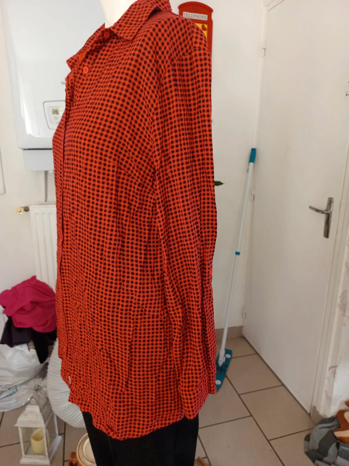 Chemise longue / Tunique à carreaux rouge et noir Blancheporte – Taille 40 (M) – Blancheporte – taille M / 38 / 10 2