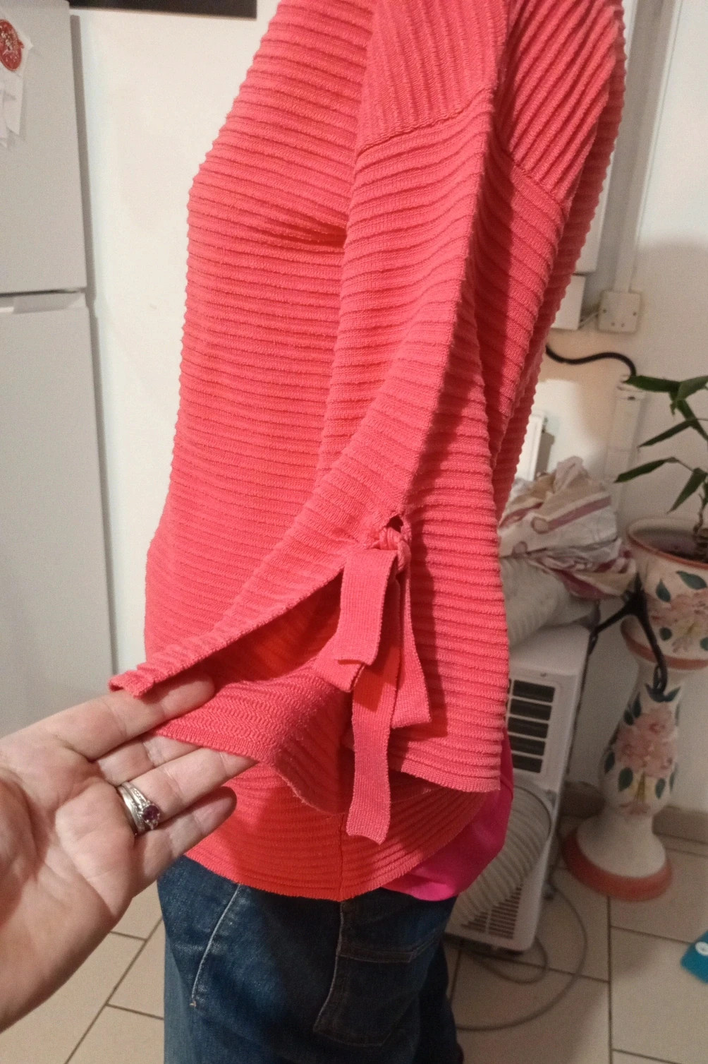Pull corail en maille côtelée avec nœuds Blancheporte - T34/36 – Blancheporte – taille S / 36 / 8 3