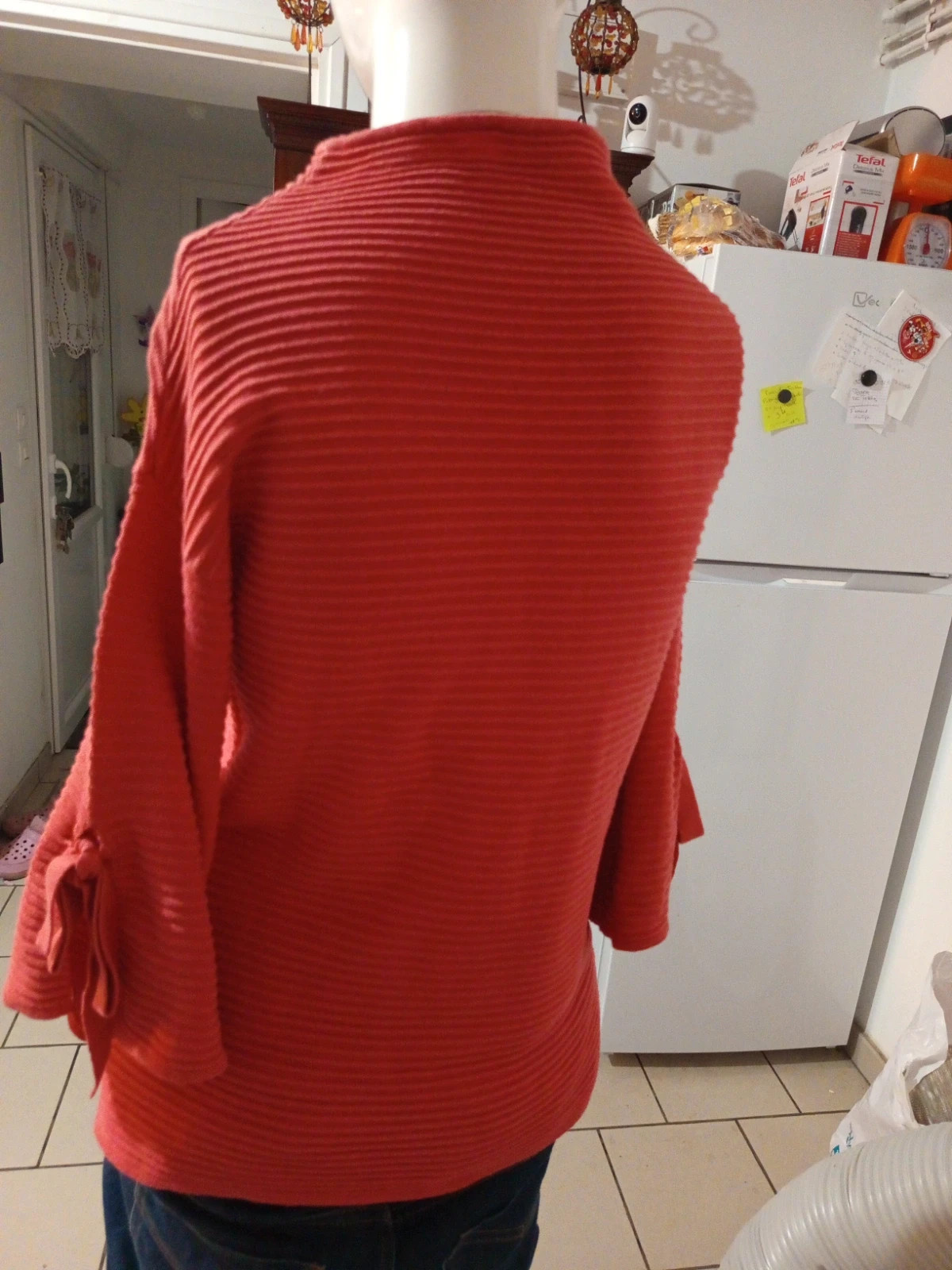 Pull corail en maille côtelée avec nœuds Blancheporte - T34/36 – Blancheporte – taille S / 36 / 8 4