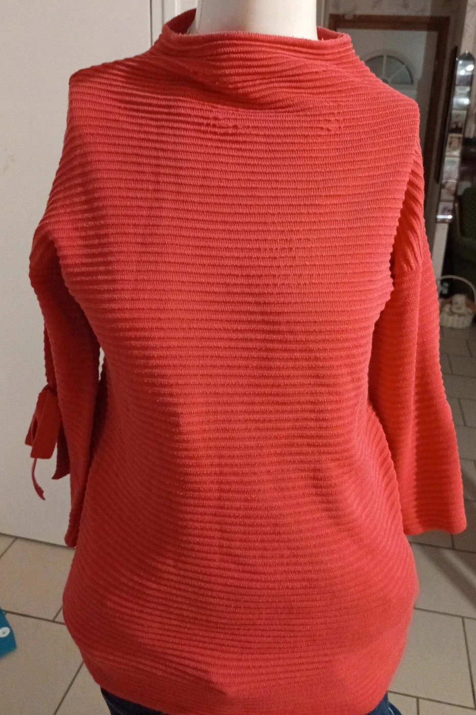 Pull corail en maille côtelée avec nœuds Blancheporte - T34/36 – Blancheporte – taille S / 36 / 8 2