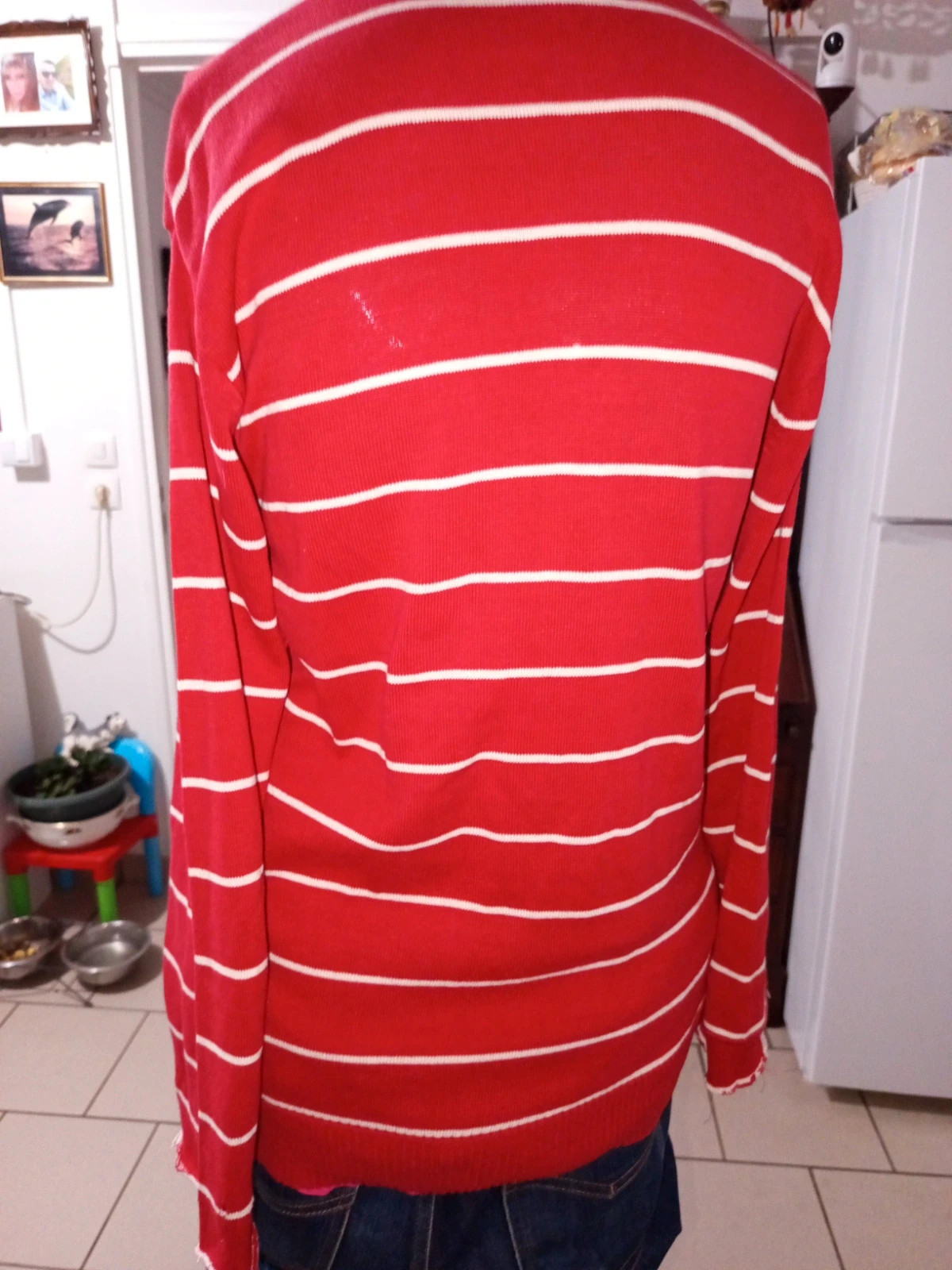 Pull Angelo Litrico rouge rayé S - mauvais état – Angelo Litrico – taille S 2