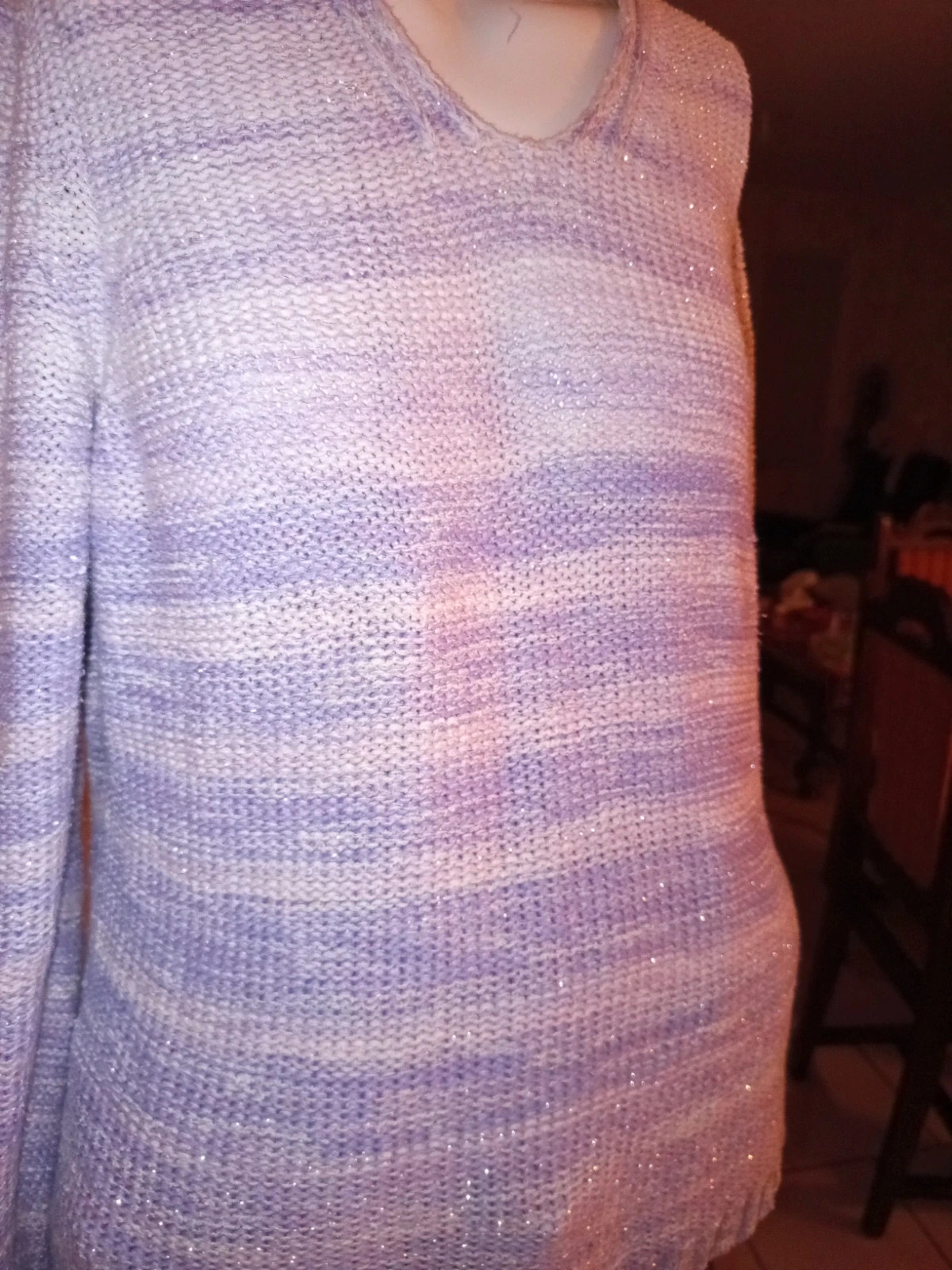Pull en maille tricot violet / lilas brillant MONA - Taille 38 – taille M / 38 / 10 3