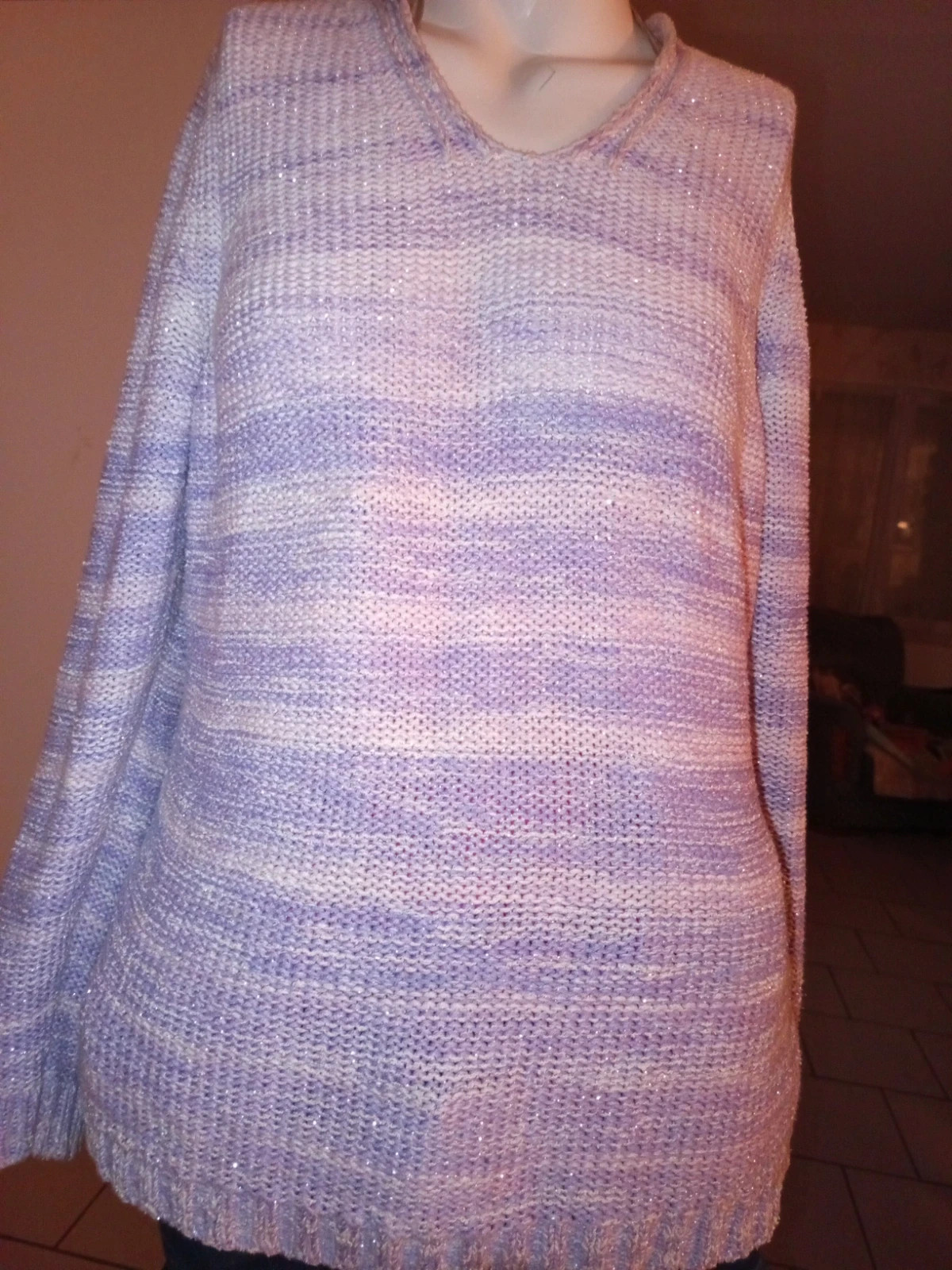 Pull en maille tricot violet / lilas brillant MONA - Taille 38 – taille M / 38 / 10 2