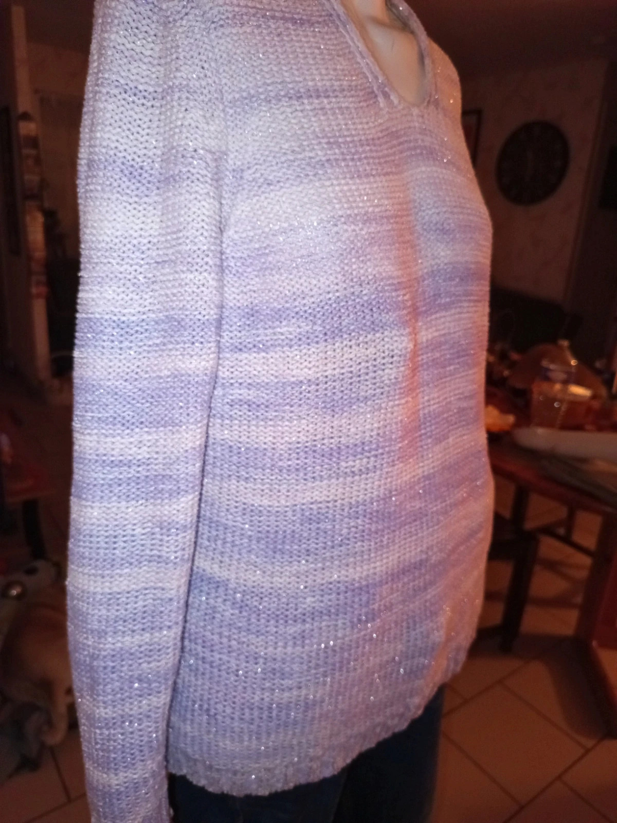 Pull en maille tricot violet / lilas brillant MONA - Taille 38 – taille M / 38 / 10 4