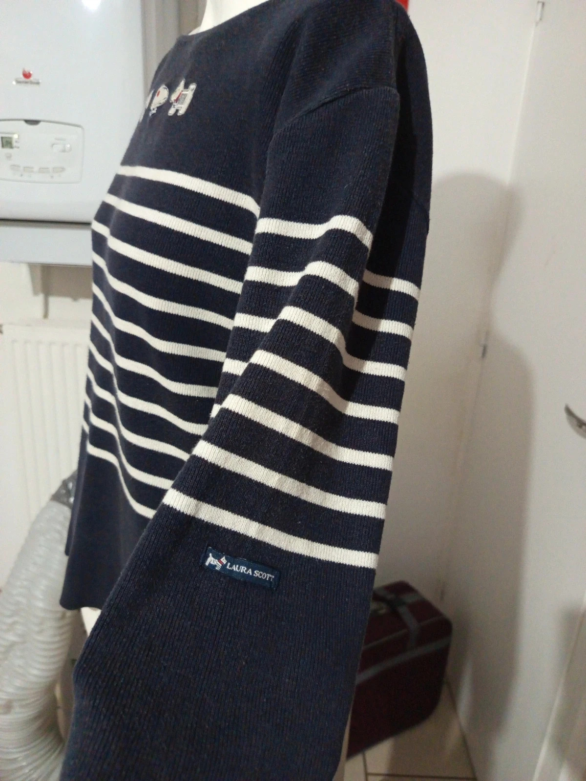 Pull marinière bleu marine Laura Scott – Style Preppy avec broderies – Taille S (36) – Laura Scott – taille S / 36 / 8 2