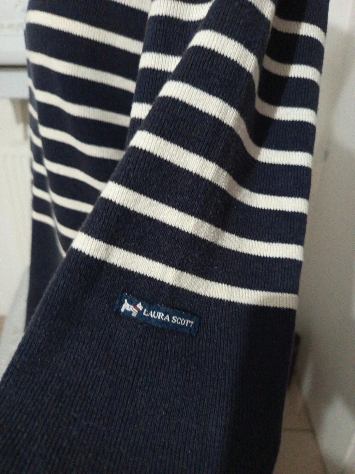 Pull marinière bleu marine Laura Scott – Style Preppy avec broderies – Taille S (36) – Laura Scott – taille S / 36 / 8 3