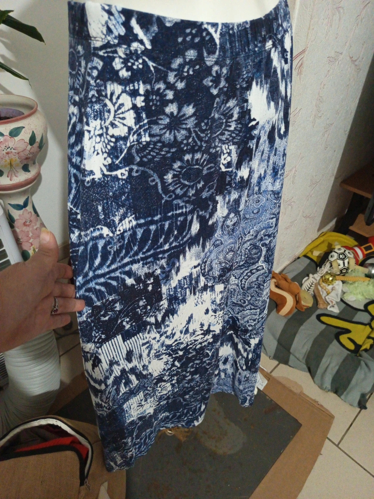 Jupe longue fluide bleue et blanche Laura Kent – Taille 42 (XL) – Laura Kent – taille XL / 42 / 14 2